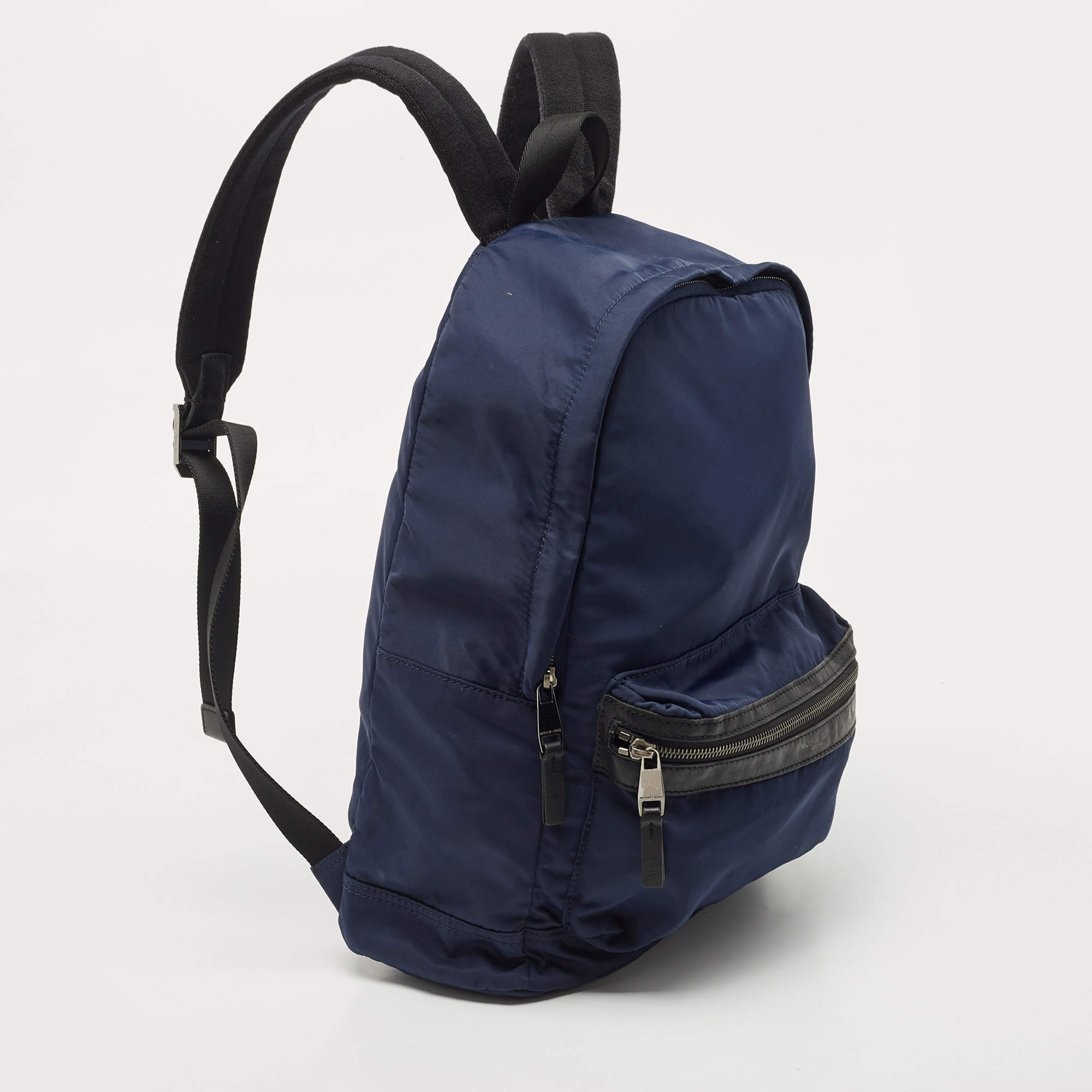 Michael Kors Navy Blue/Black Nylon and Leather Kent Backpack