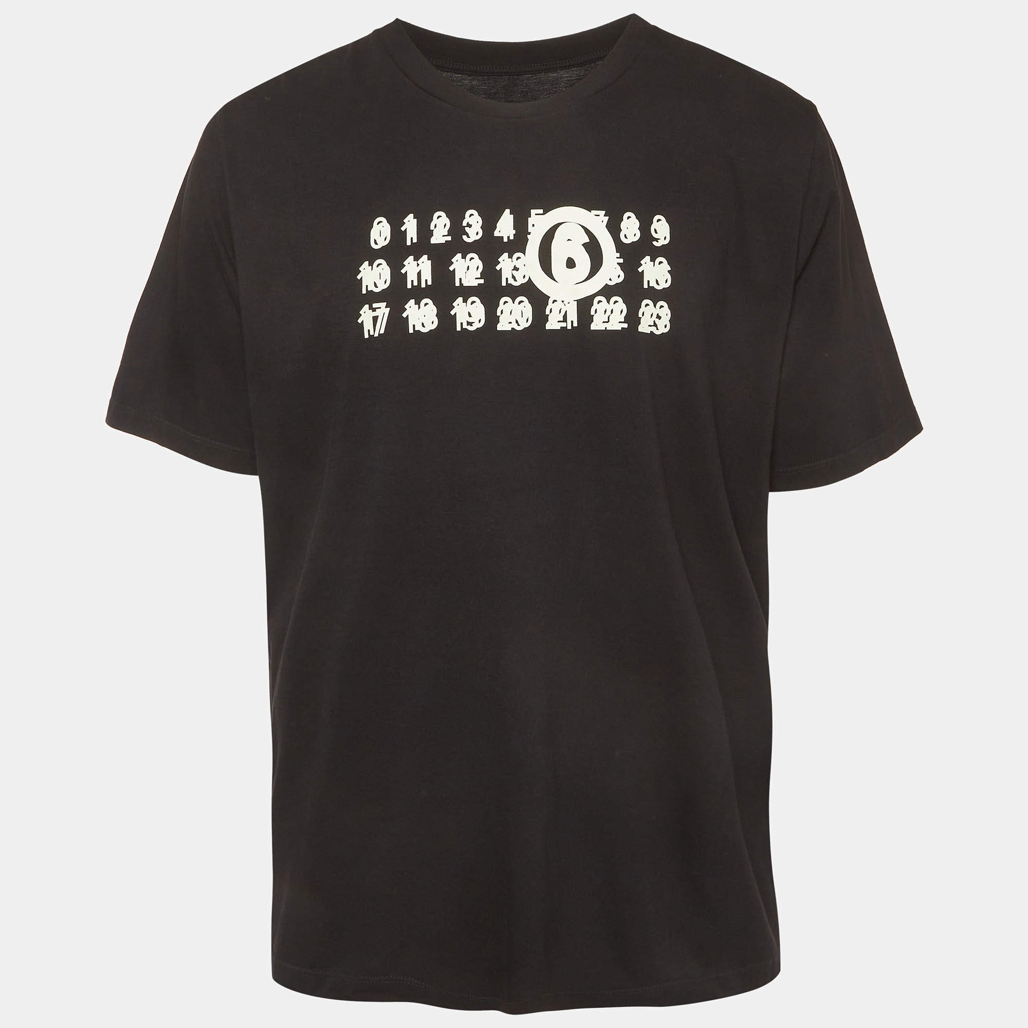 مملوكة مسبقًا MM6 Maison Margiela Black Logo Graphic Jersey T-Shirt XL   