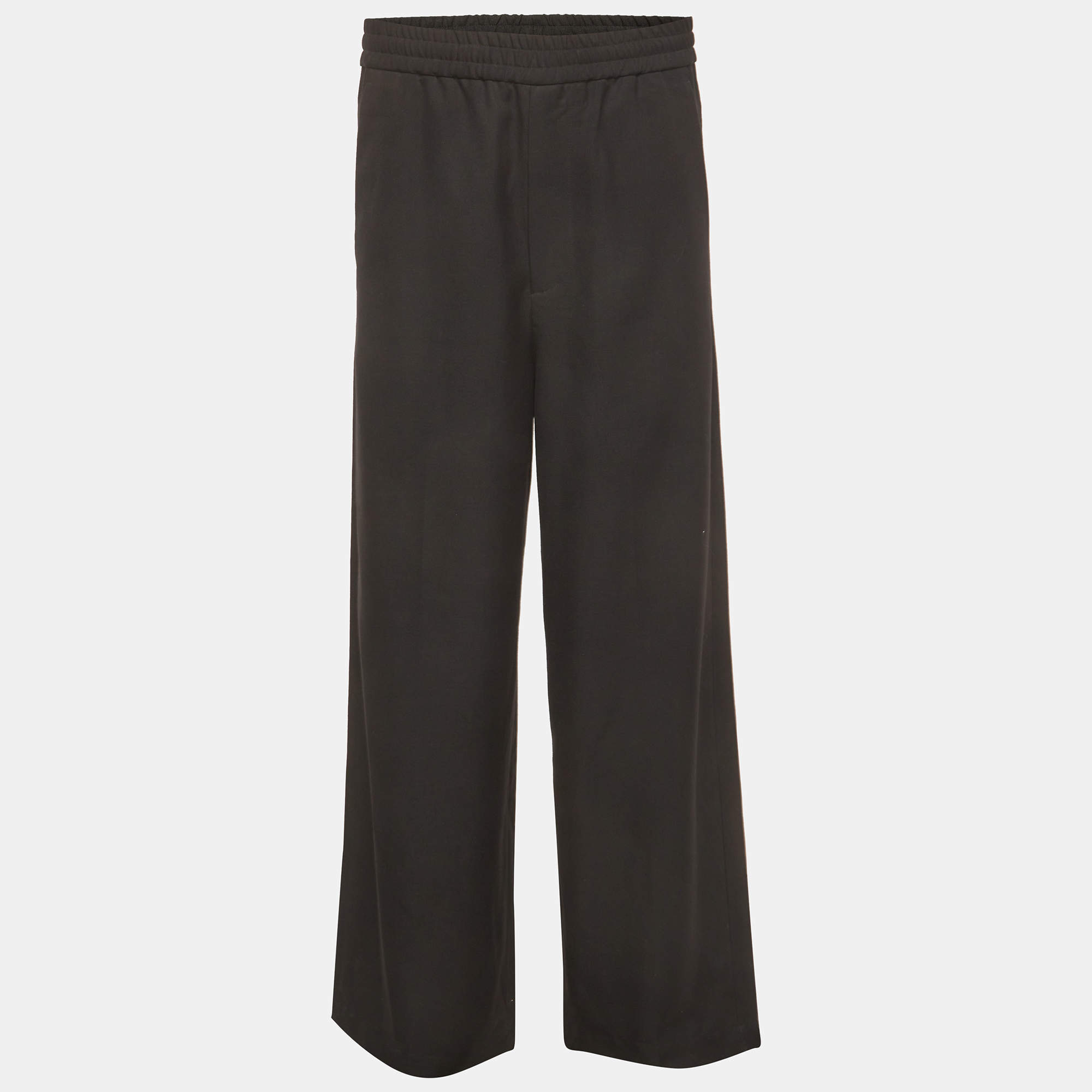 Pre Owned MM6 Maison Margiela Black Wool Blend Wide Leg Trousers M