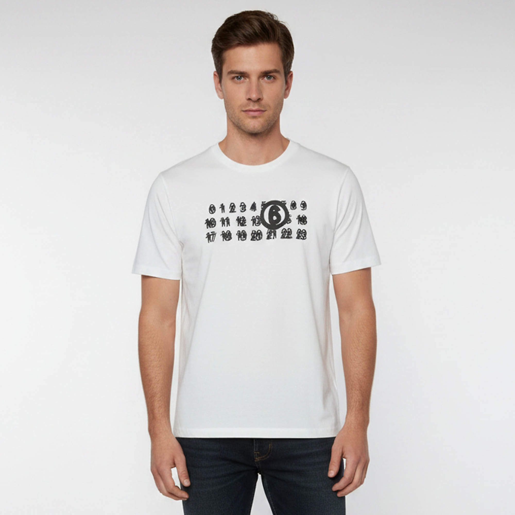 مملوكة مسبقًا MM6 Maison Margiela White Logo Graphic Jersey T-Shirt S