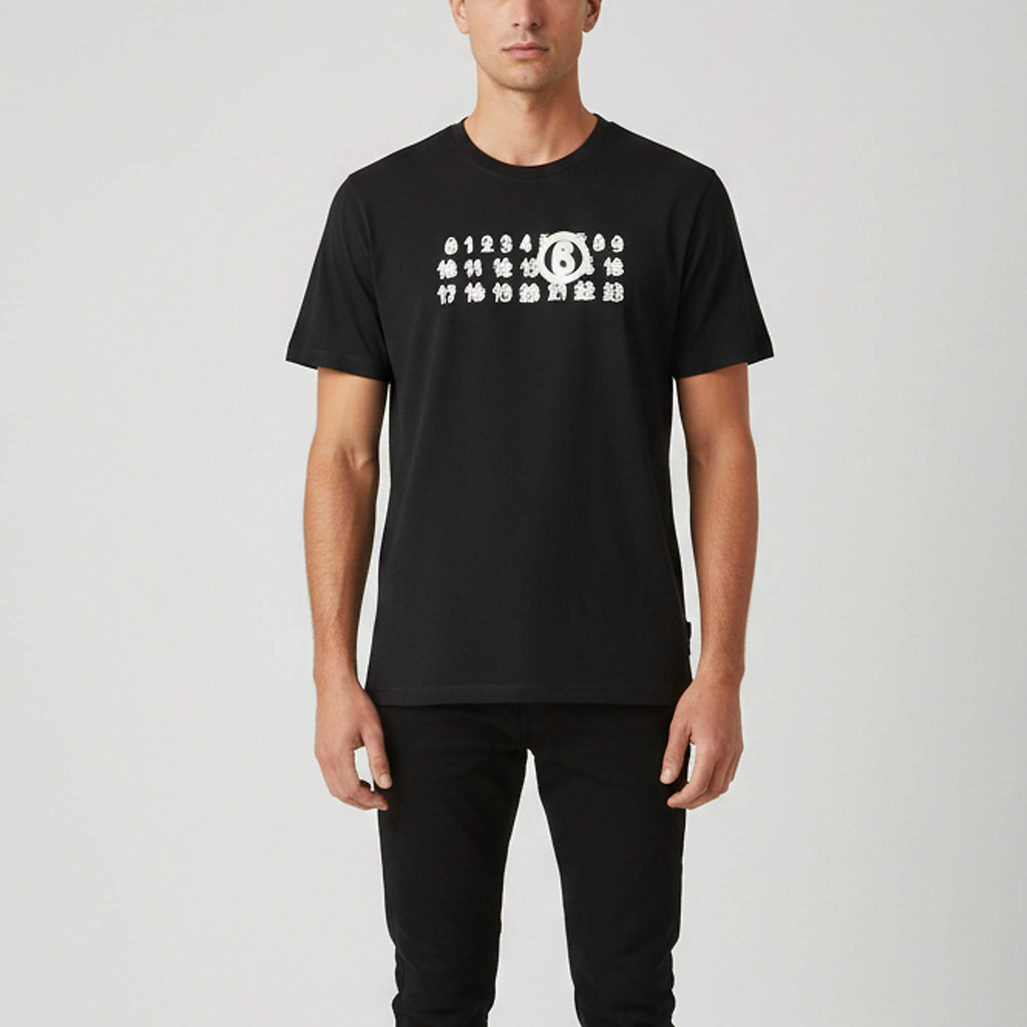Pre Owned MM6 Maison Margiela Black Logo Graphic Jersey Crew Neck T-Shirt S