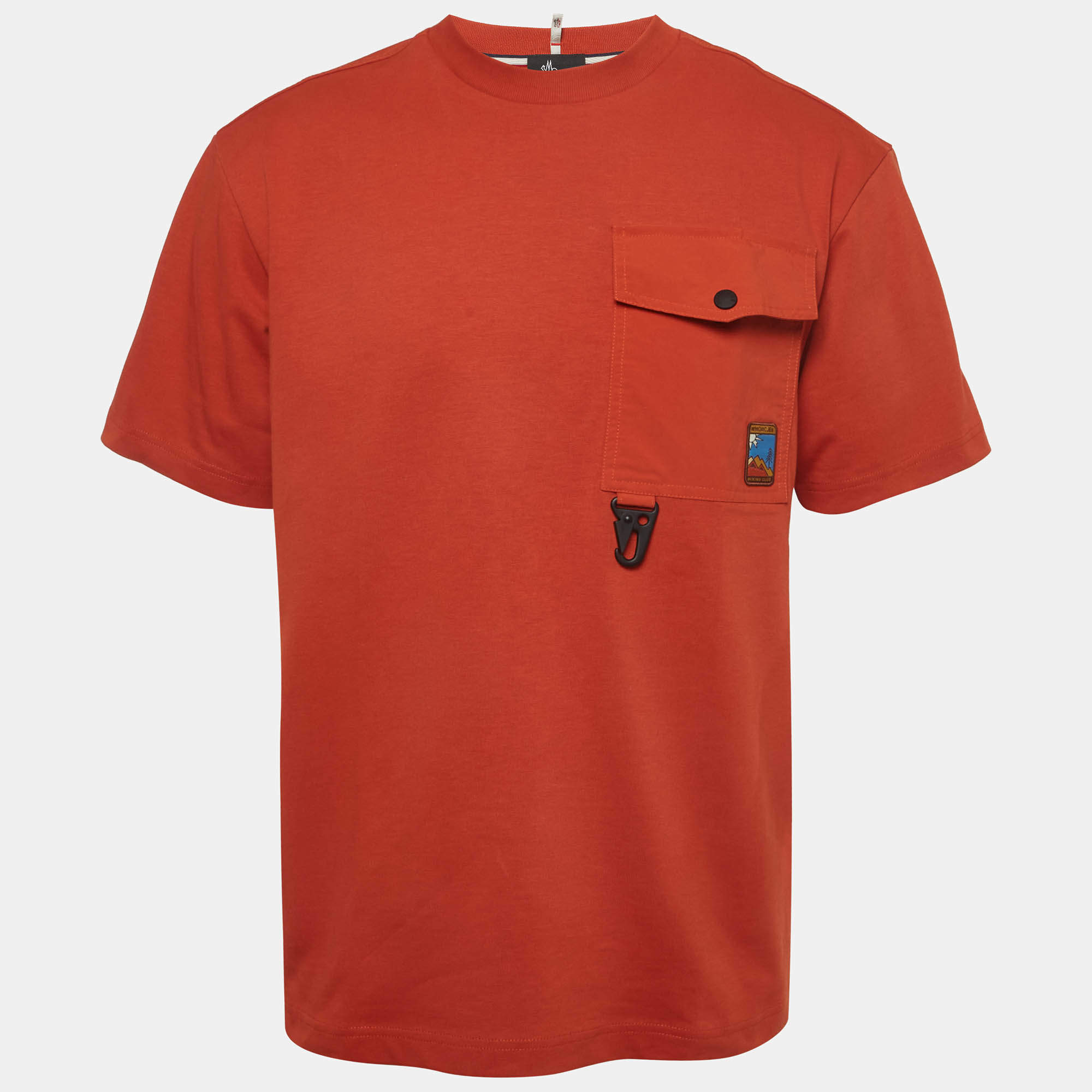 Pre Owned Moncler Orange Carabiner Detail Cotton Crewneck T-Shirt M