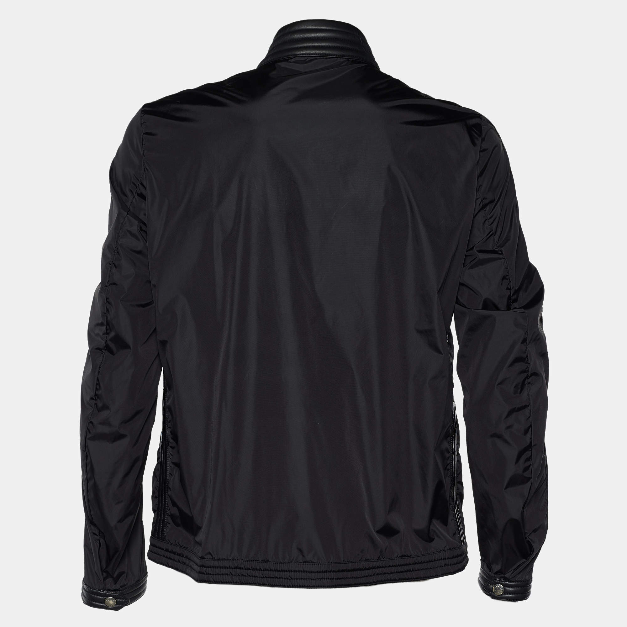 Moncler Black Nylon Daquin Zip Up Jacket L