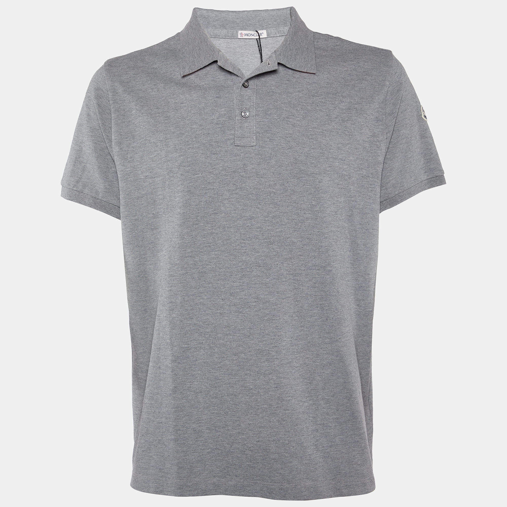 Moncler Grey Cotton Pique Polo T Shirt XXL Moncler TLC