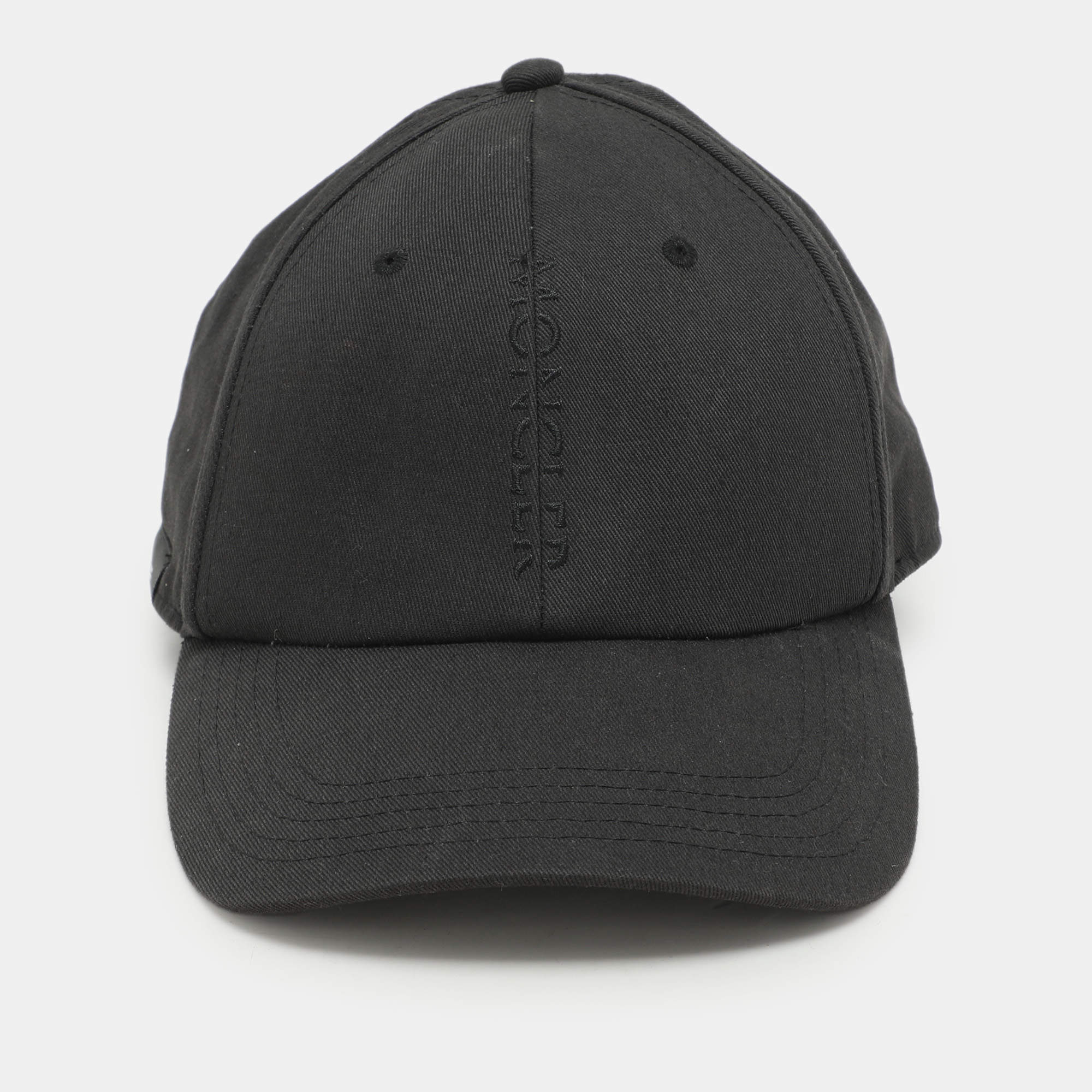 Moncler Black Cotton Logo Baseball Cap