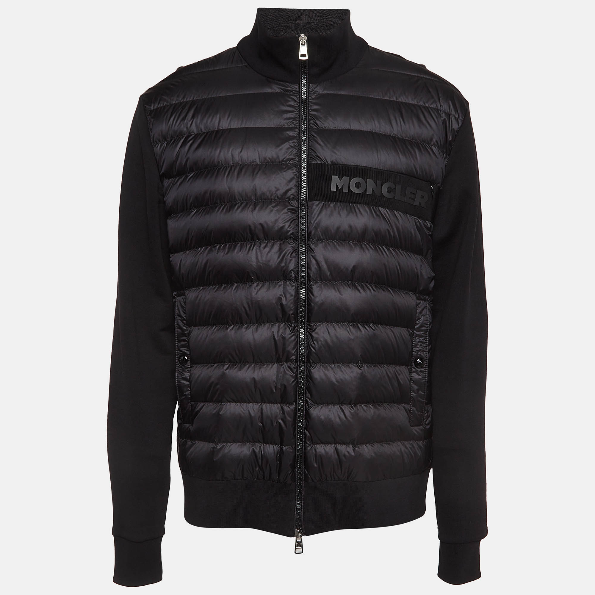Moncler Black Synthetic and Cotton Puffer Jacket XXL