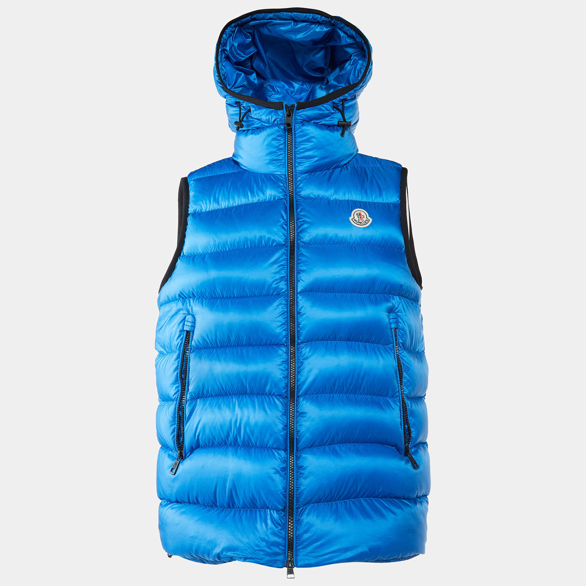 Pre Owned Moncler Blue Nylon Ray Padded Gilet M