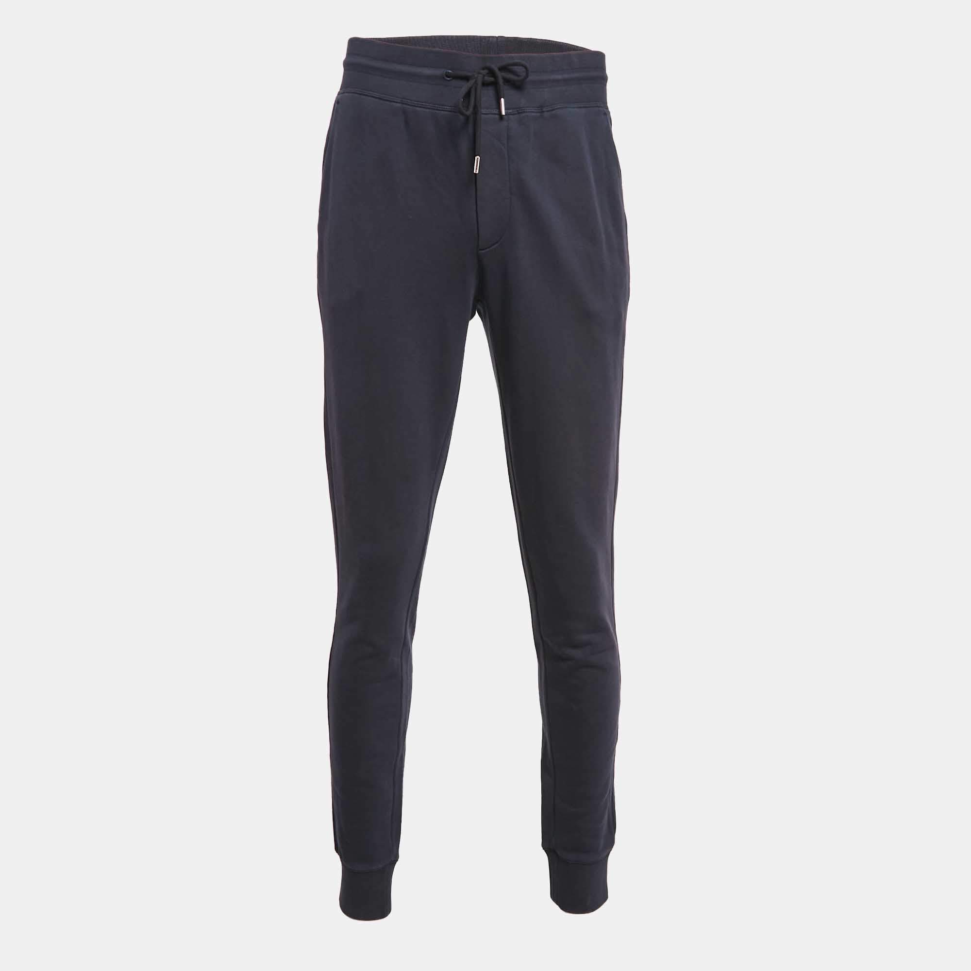 Moncler Blue Cotton Knit Drawstring Jogger Pants XXL