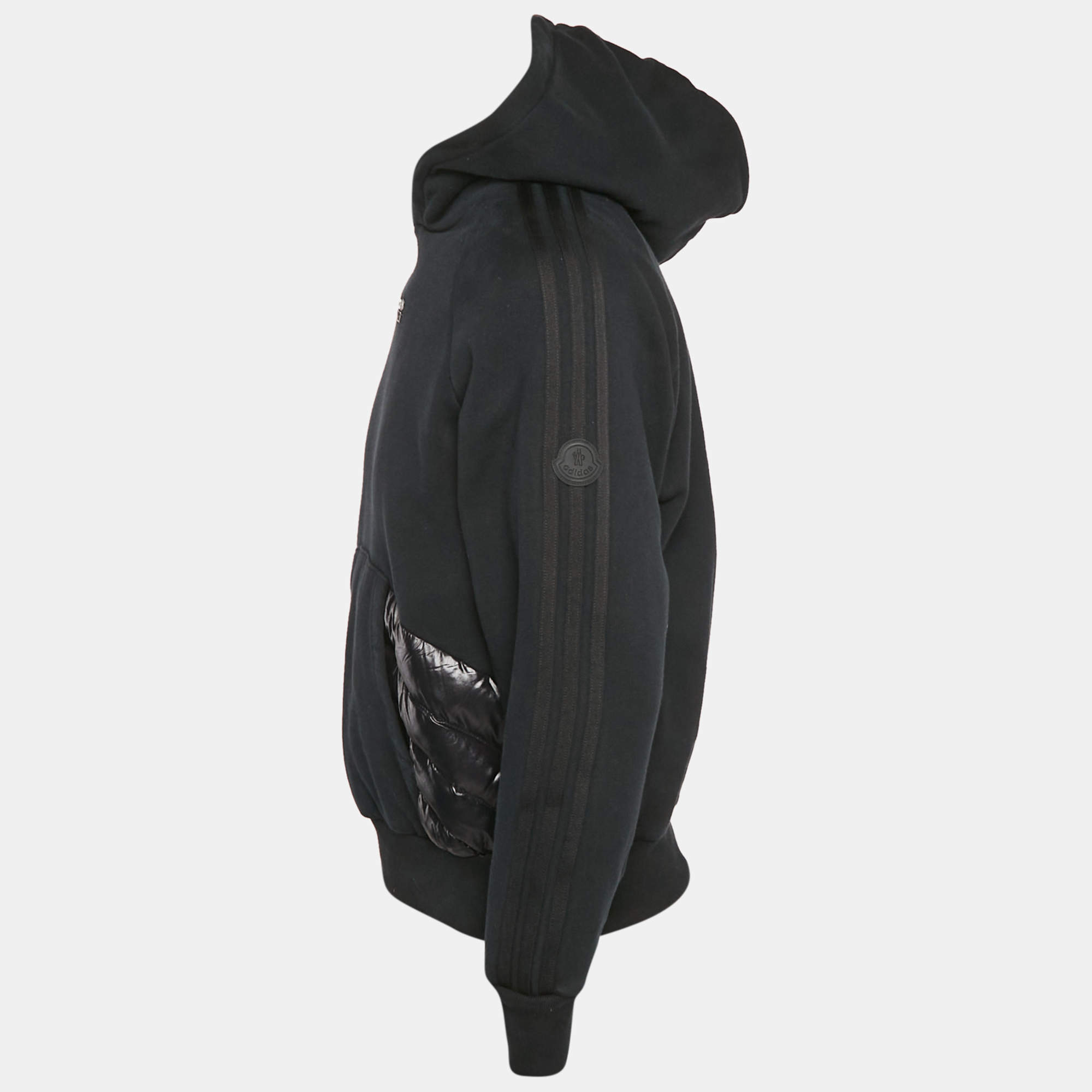 Moncler x Adidas Black Cotton Knit Puffer Trim Hoodie XS