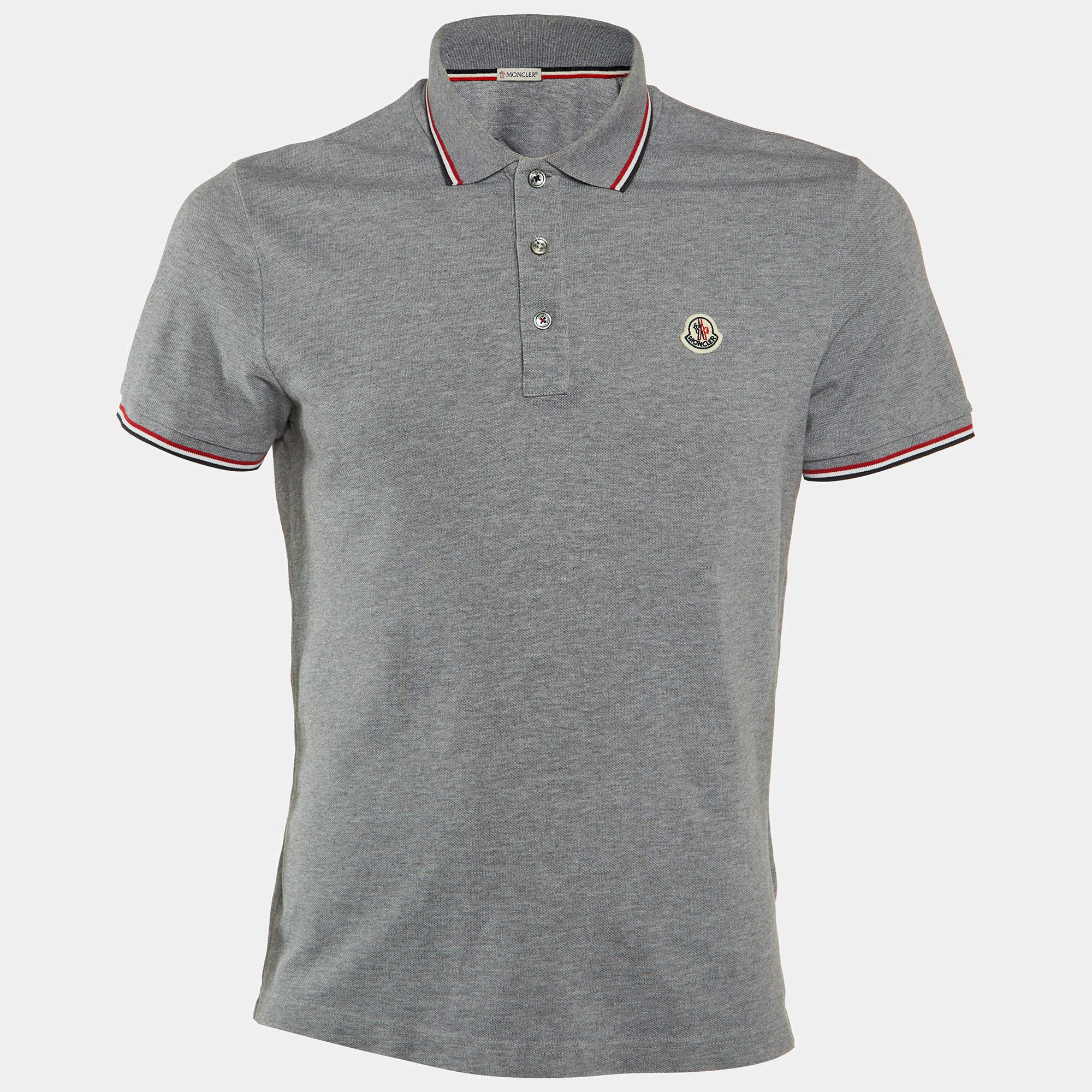 Moncler Grey Cotton Pique Polo T-Shirt M