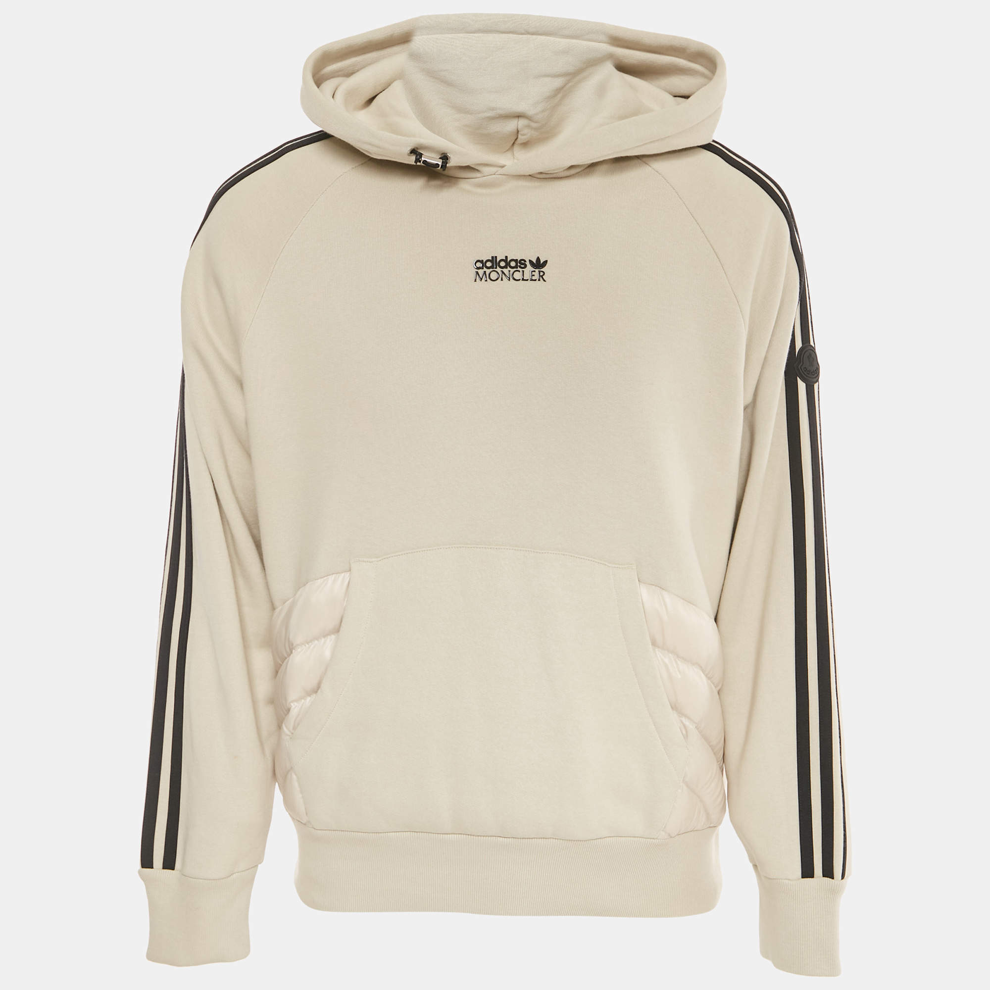 Moncler x Adidas Grey Cotton and Puffer Trim Hoodie S