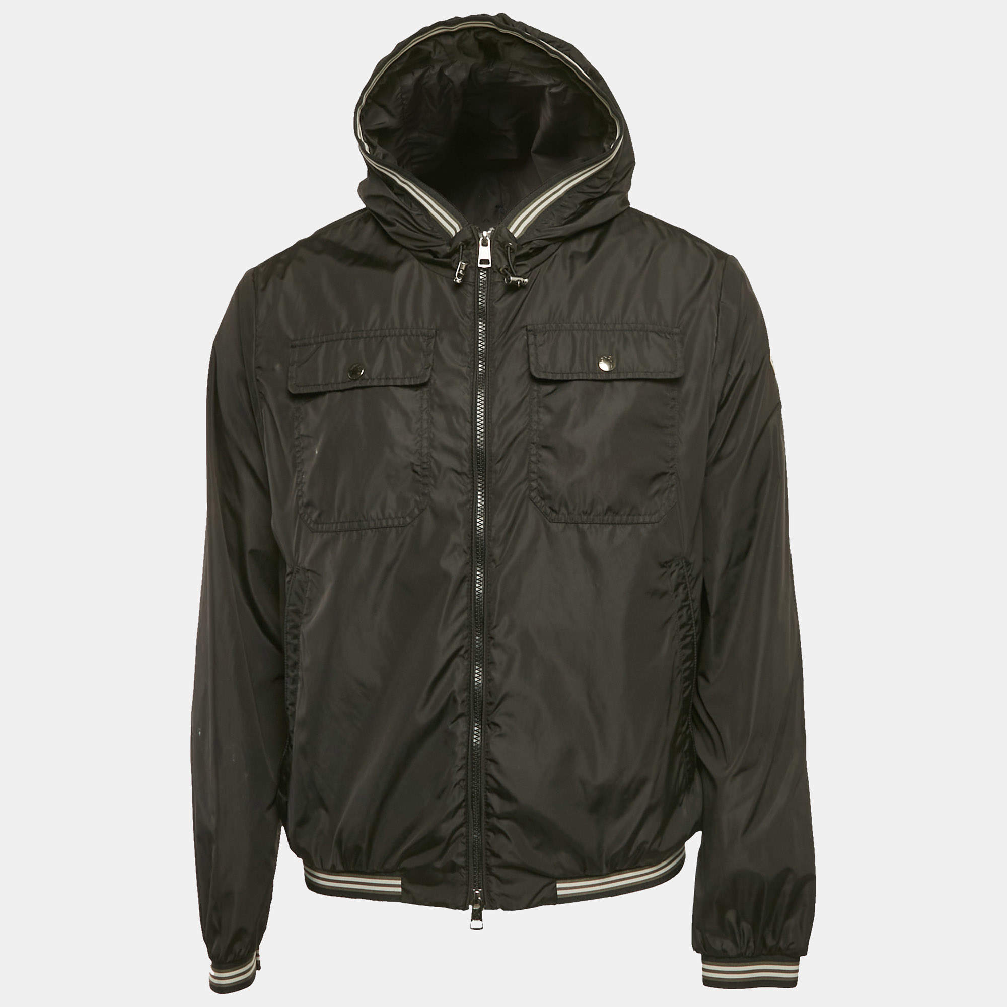 Moncler Black Nylon Hooded Zip-Up Jean-Claude Jacket M