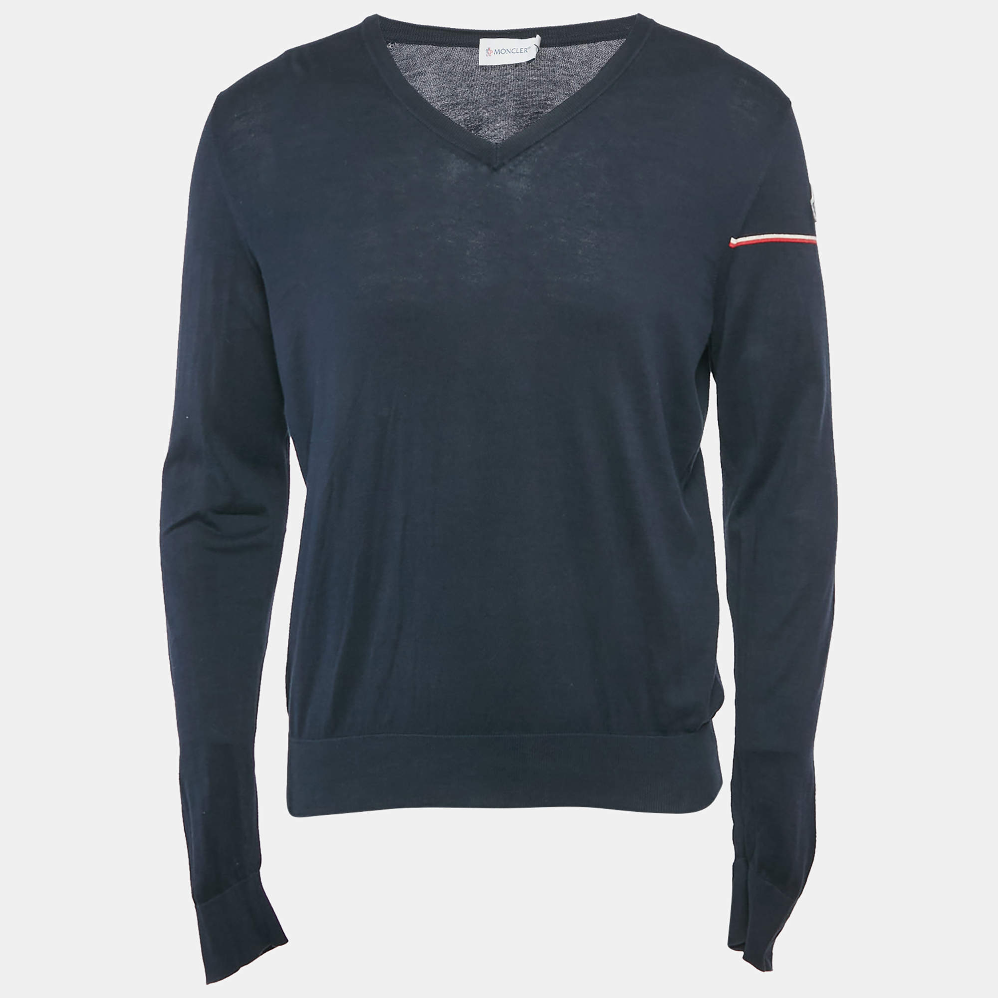 Moncler Blue Cotton Long Sleeve Sweater M