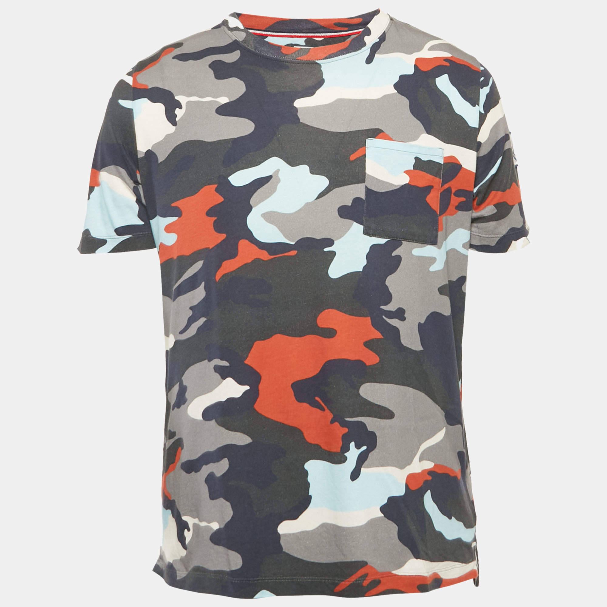 Moncler Multicolor Camouflage Print Jersey T-Shirt L