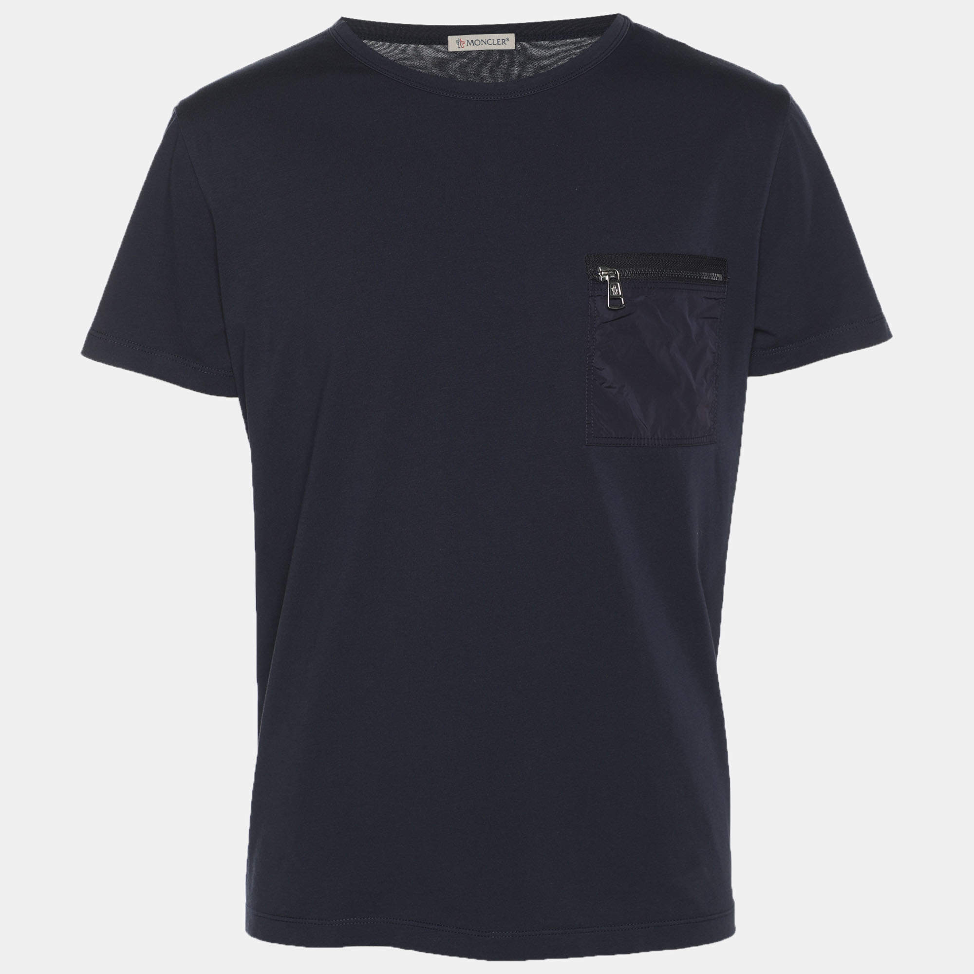 Pre Owned Moncler Navy Blue Jersey T-Shirt L