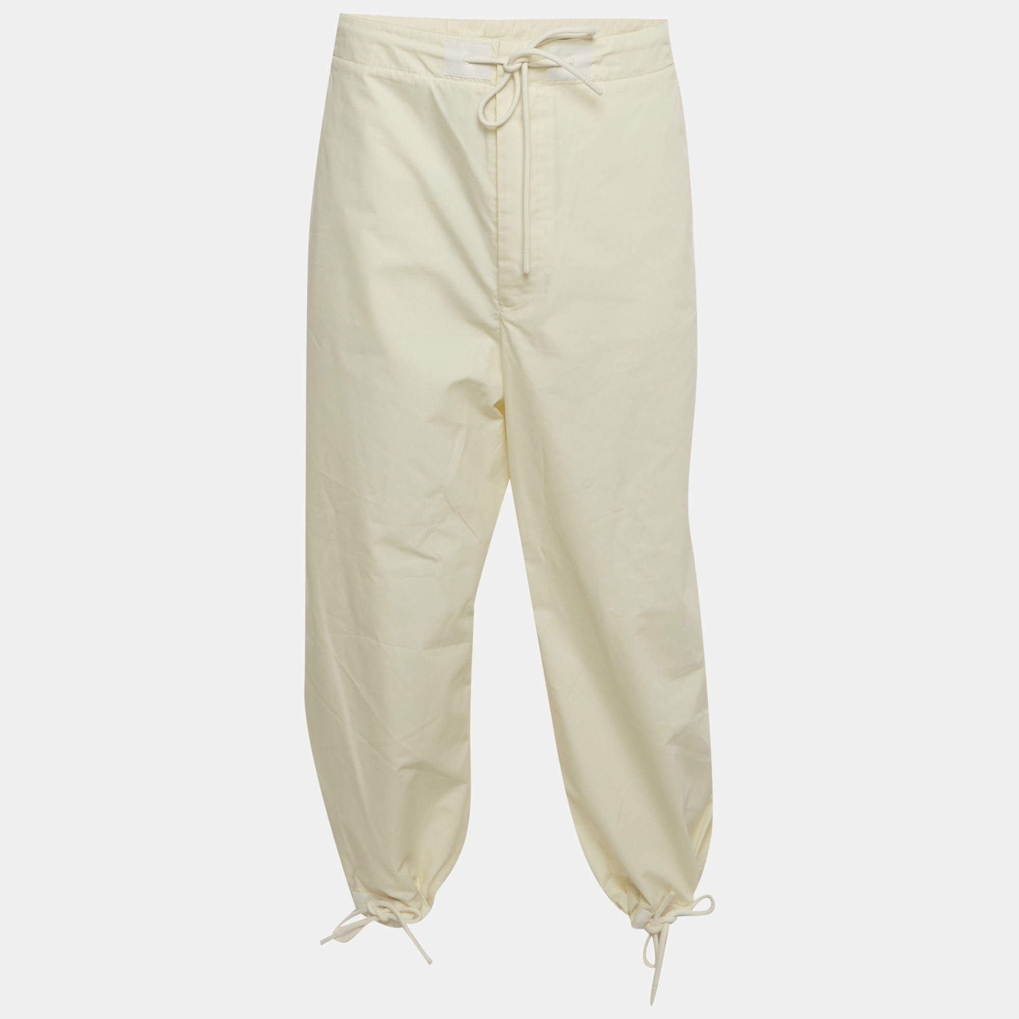 Pre Owned Moncler White Cotton Blend 1952 Drawstring Joggers M
