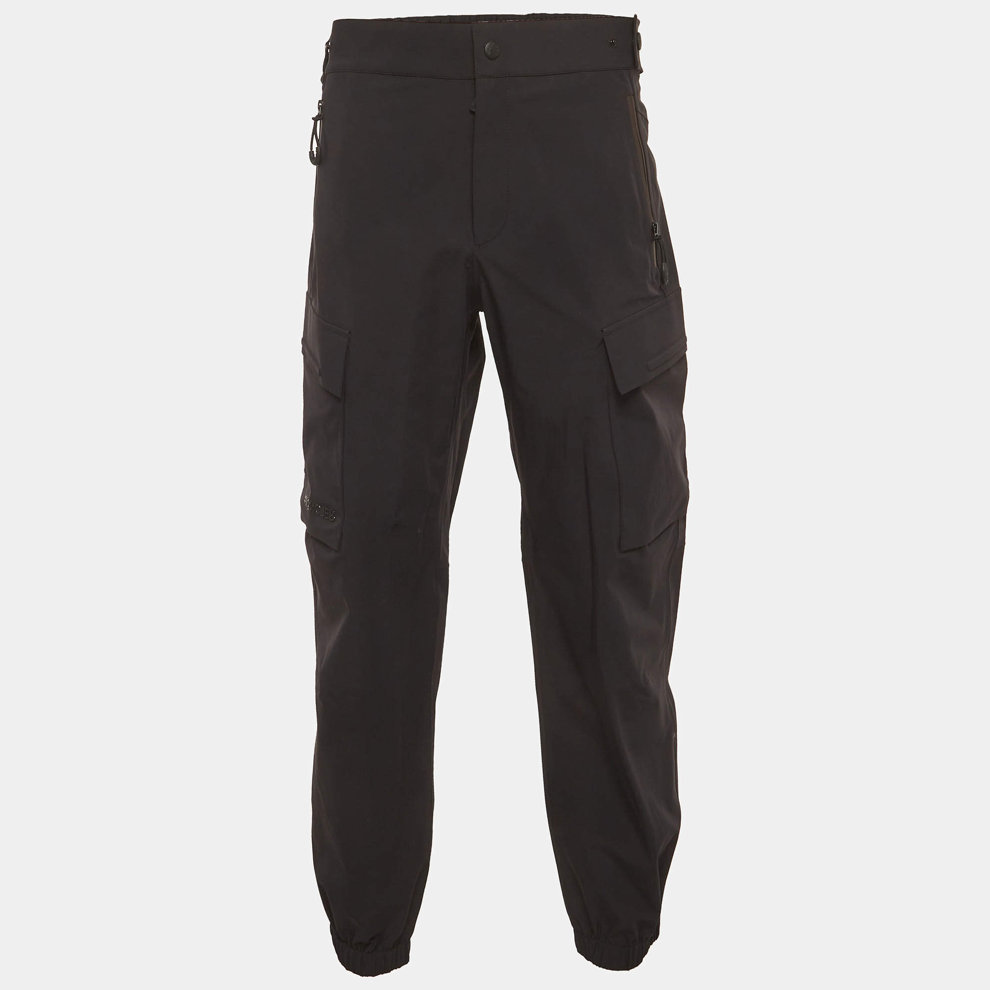 Pre Owned Moncler Black Taffeta Day- Namic Track Pants M 