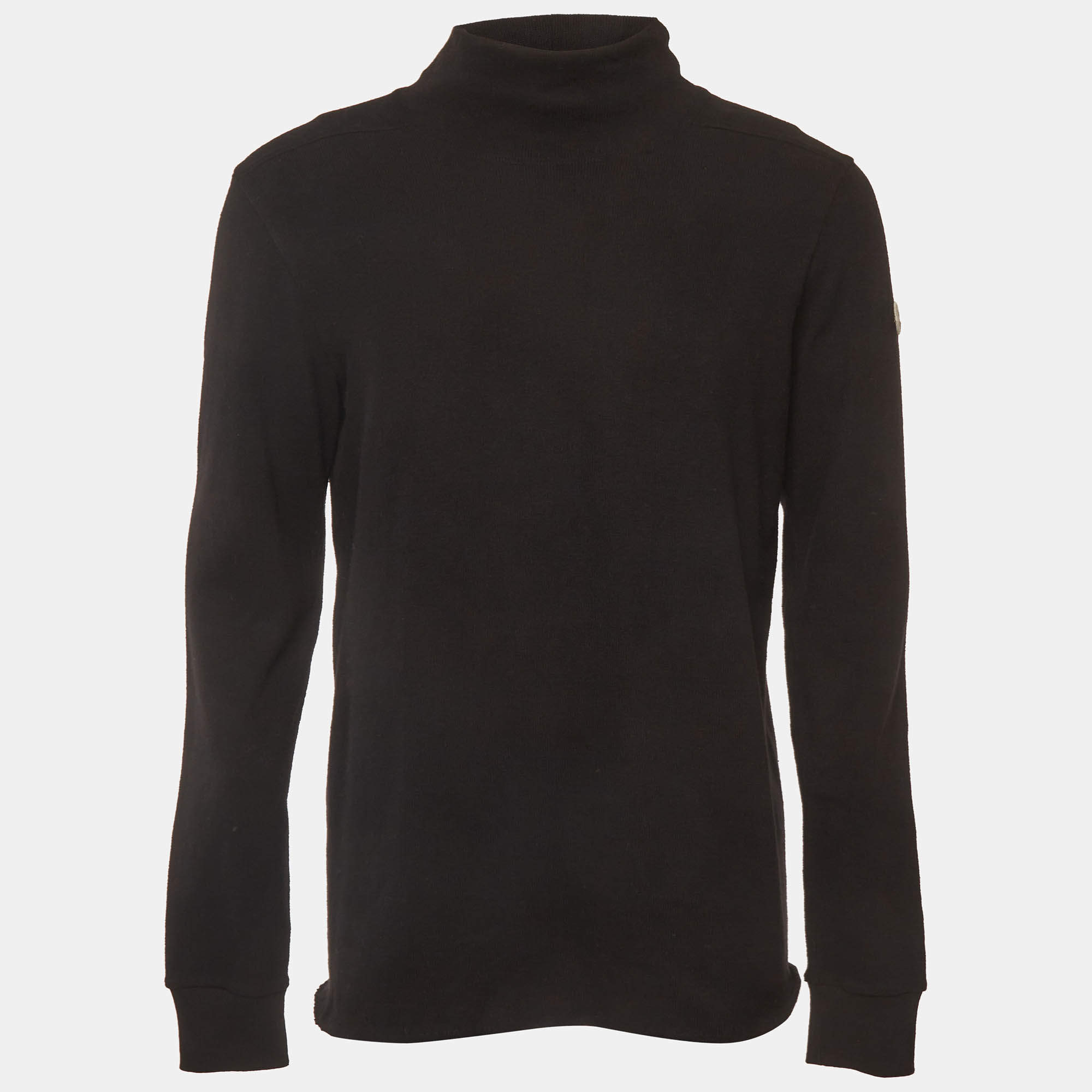 Pre Owned Moncler Black Cotton Knit Turtle Neck Sweatshirt M