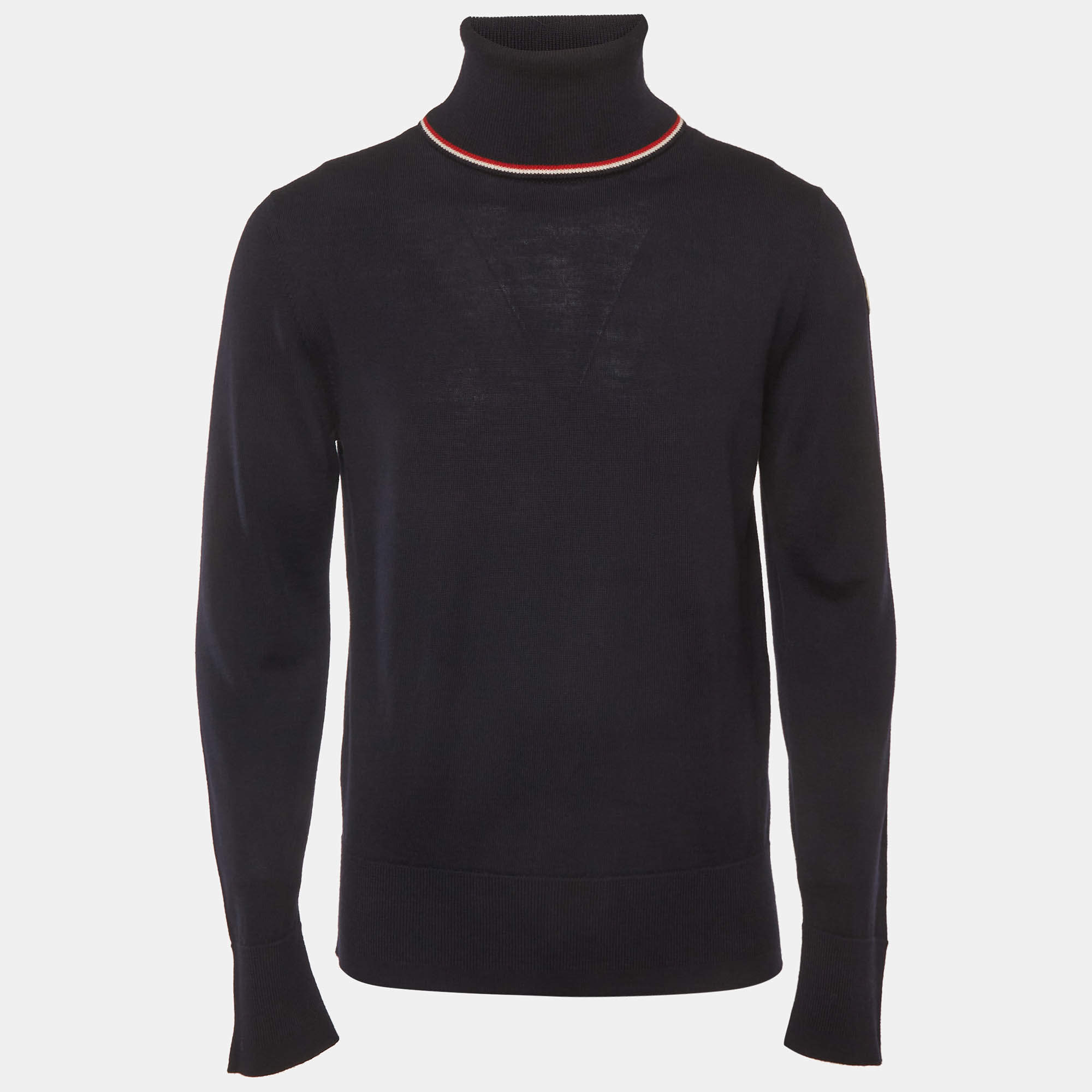 Pre Owned Moncler Navy Blue Virgin Wool Turtleneck Long Sleeve Sweater M