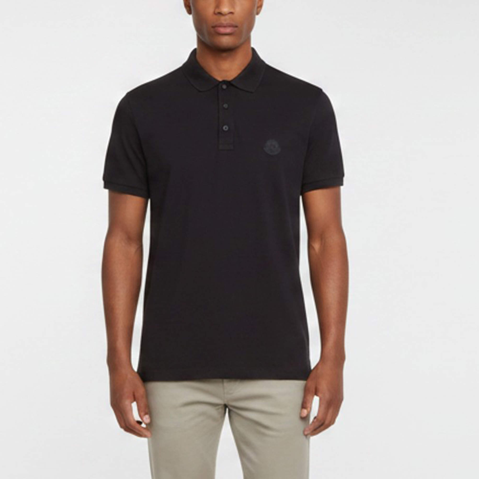 Pre Owned Moncler Black Pique Cotton Short Sleeve Polo T-Shirt L 