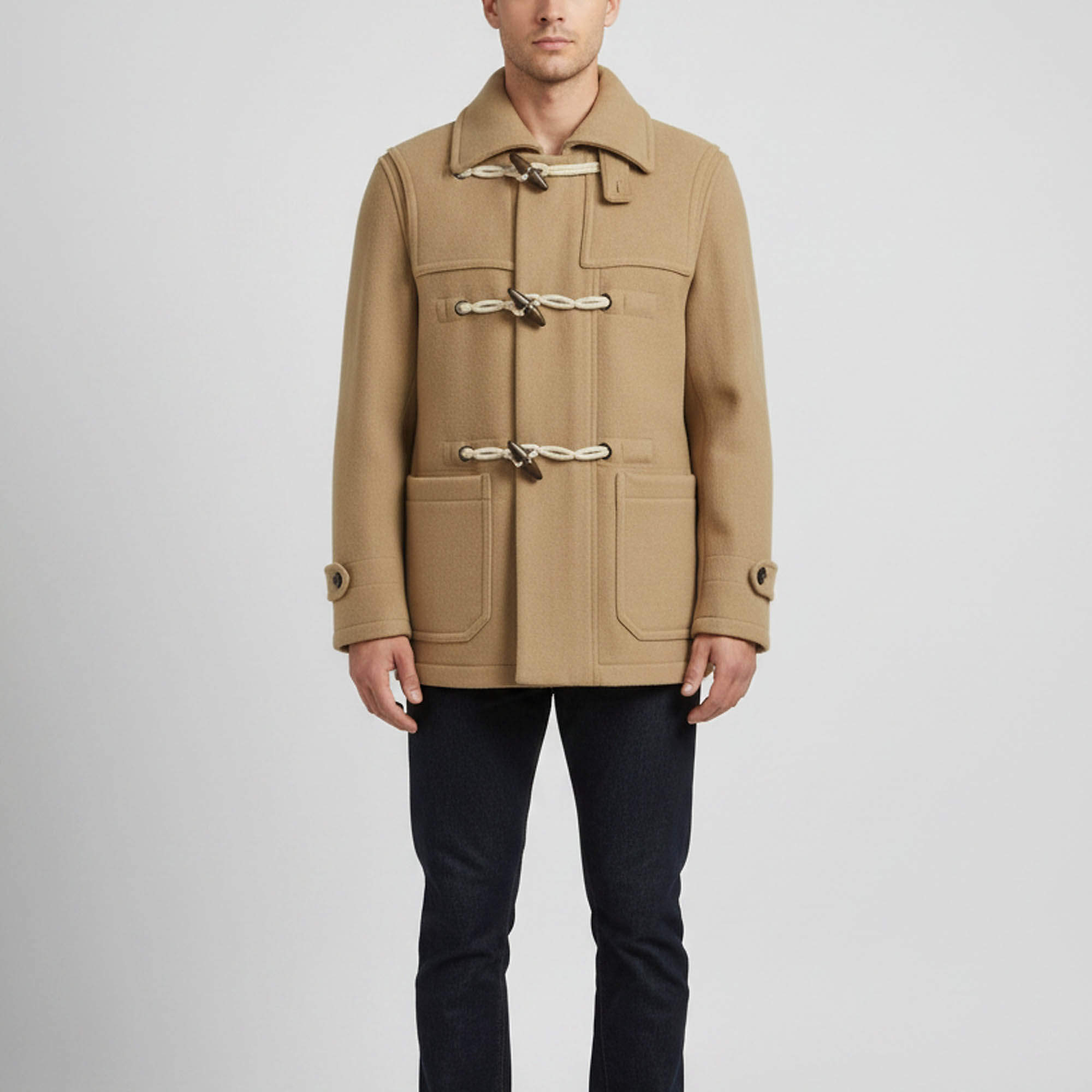 Pre Owned Moncler Beige Wool Zip Up Villars Duffle Coat M