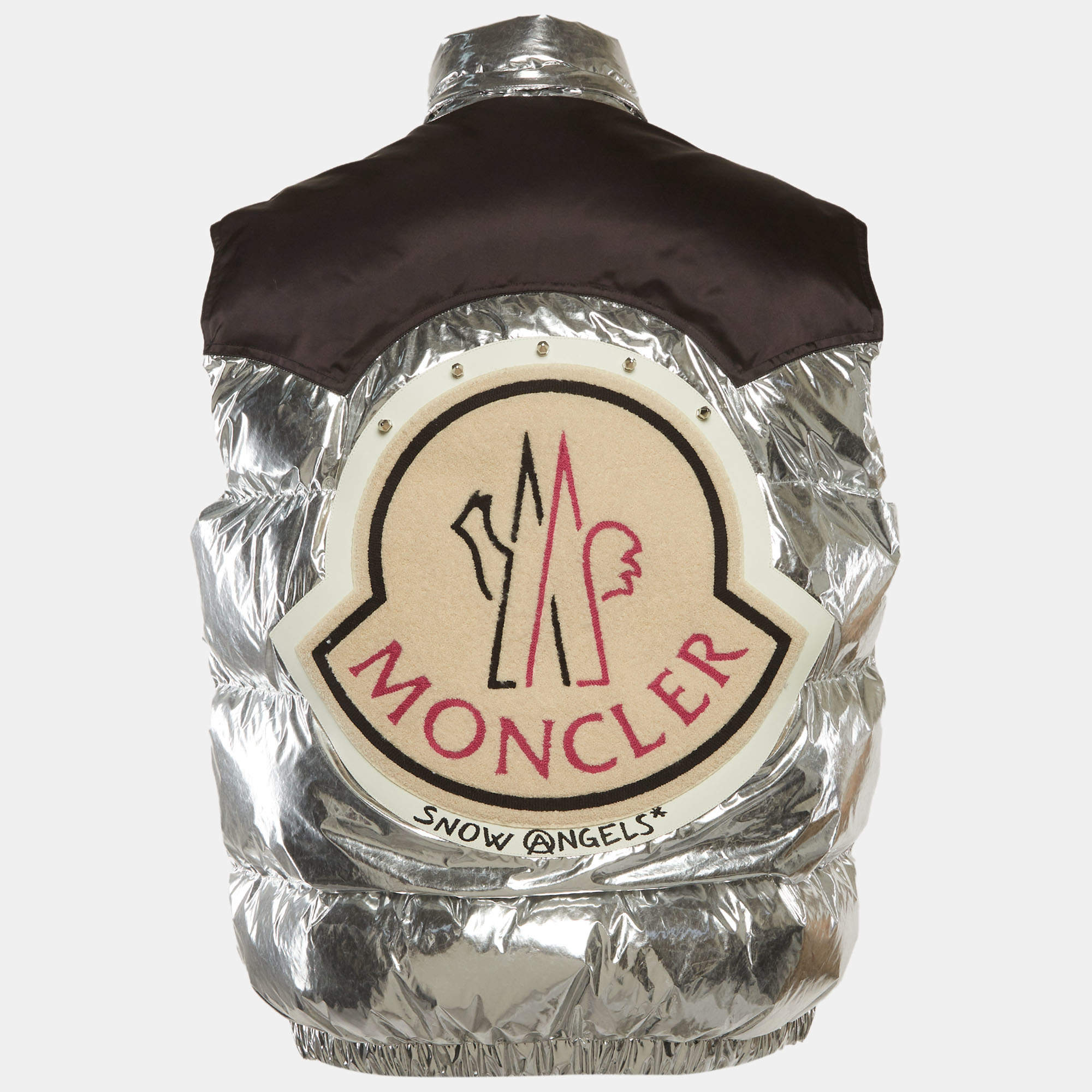Moncler x Palm Angels Metallic Silver Synthetic Exen Gilet Puffer