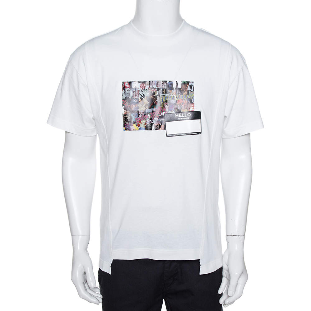 8 Moncler X Palm Angels White Collage Print Cotton Crew Neck T-Shirt S