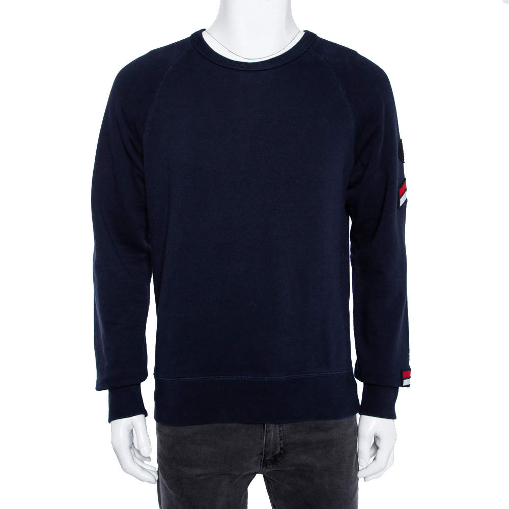 【送料&関税込】Moncler Logo Blue Sweater Moncler - Royal Blue Moncler Sweatshirt With White Maxi Logo