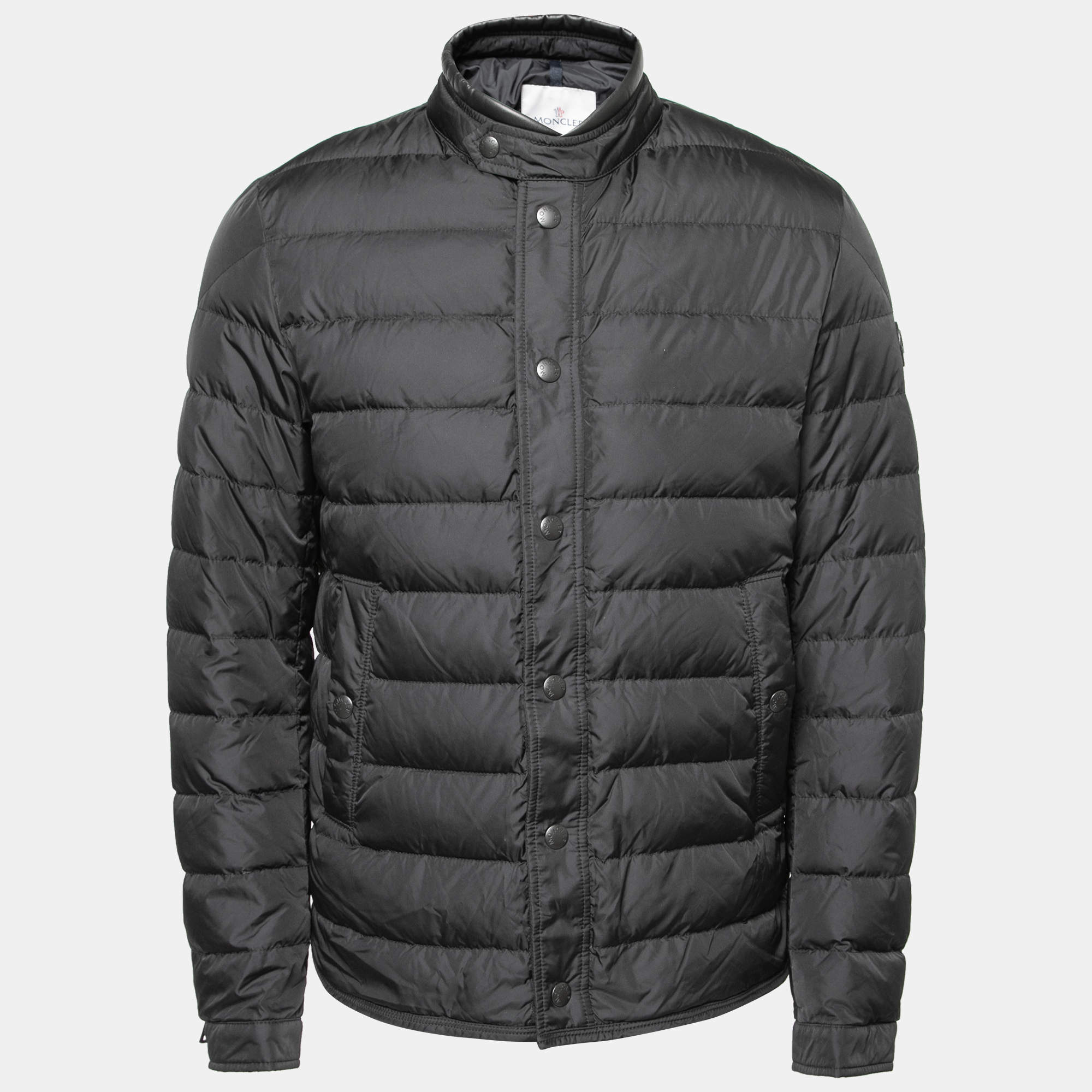 Pre Owned Moncler Black Quilted Synthetic Puffer Jacket L
