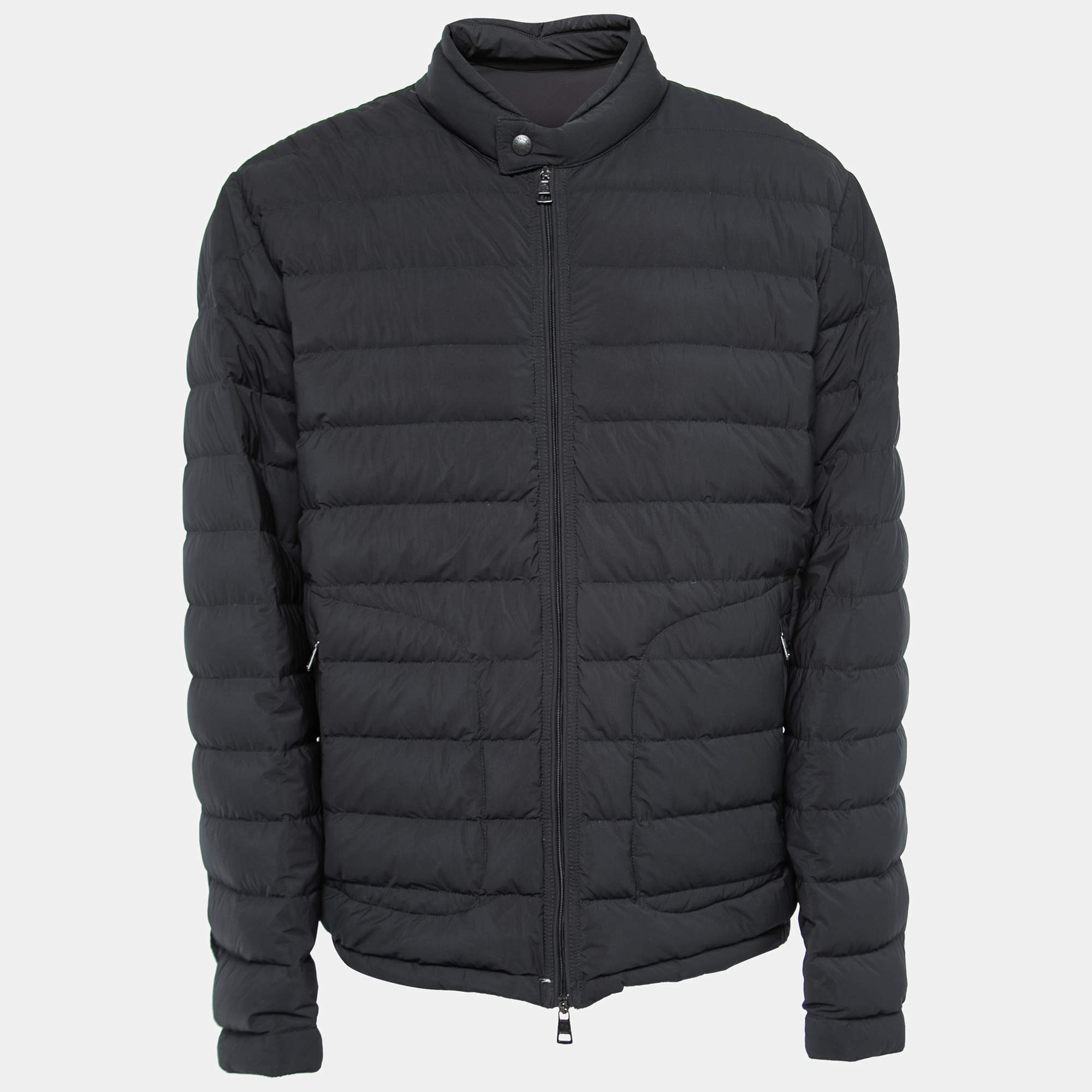 Moncler Black Down Synthetic Acorus Zip Front Jacket 4XL