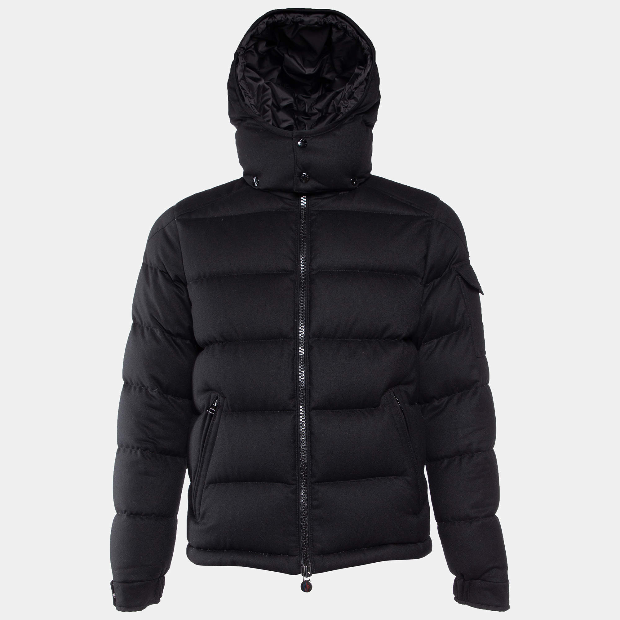Pre Owned Moncler Black Wool Down Montgenevre Hooded Jacket M