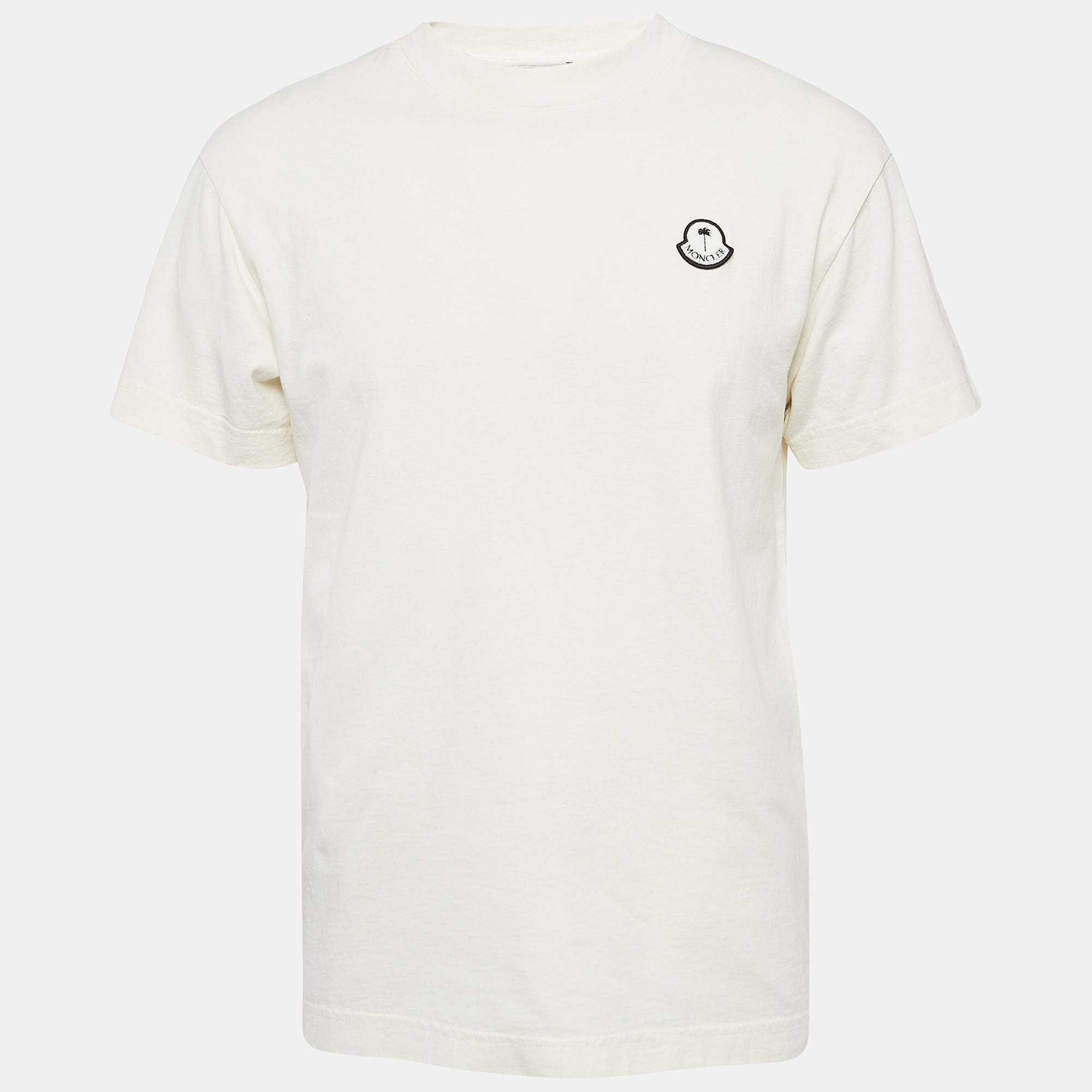 Moncler X Palm Angels Logo Print Cotton Knit Crewneck T
