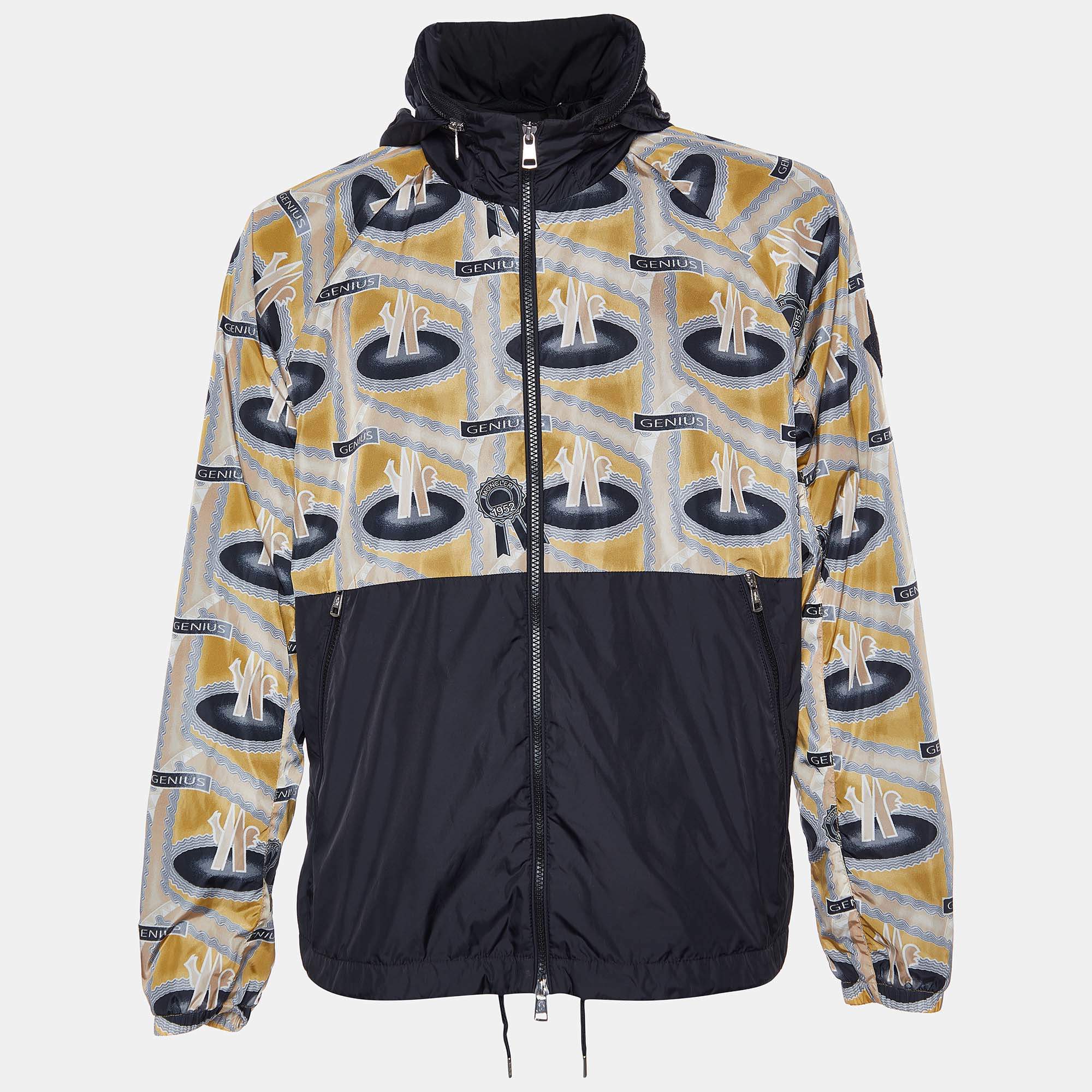 Moncler X Fergus Purcell Black Printed Nylon Octa Jacket XL