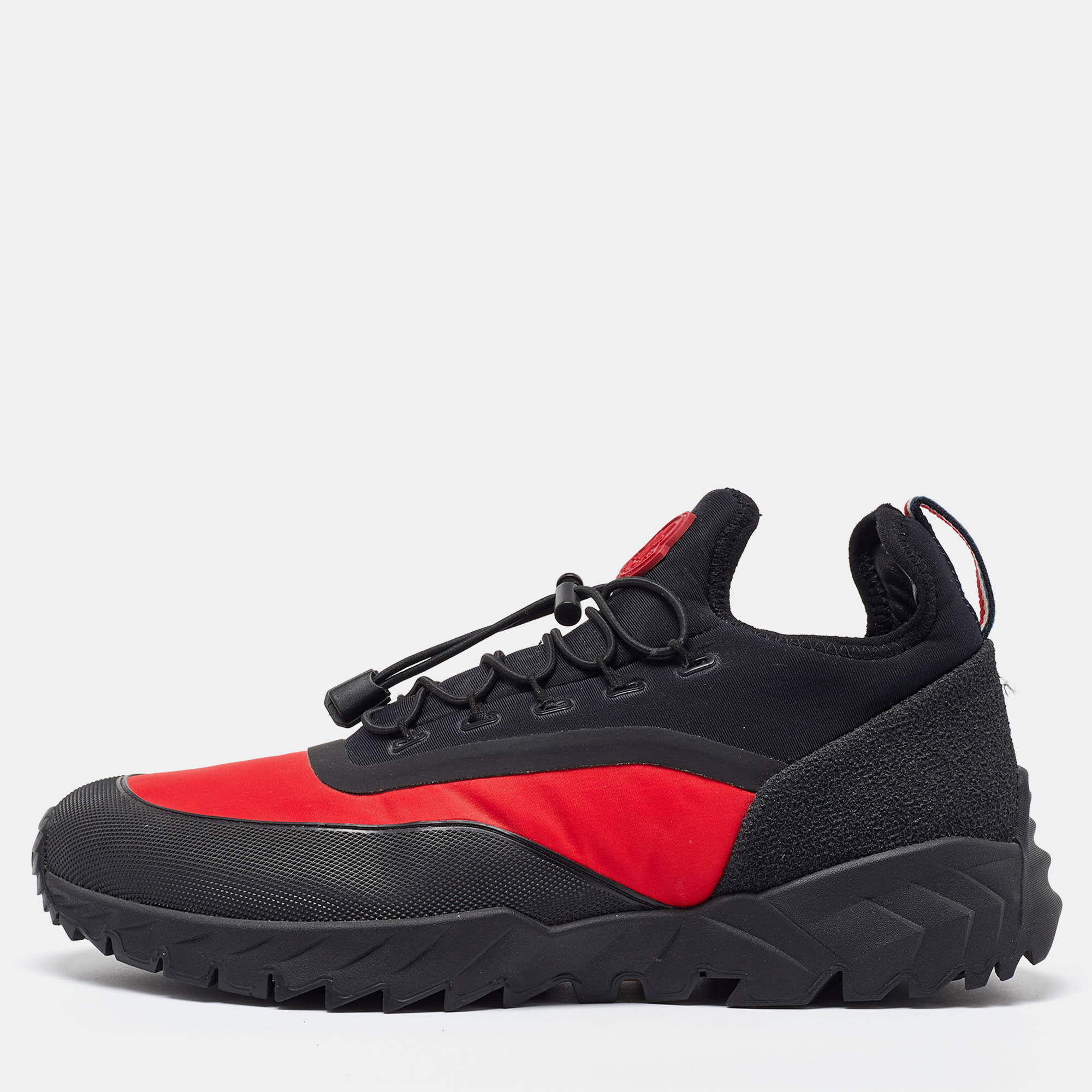 Moncler Red/Black Fabric and Neoprene Low Top Sneakers Size 41