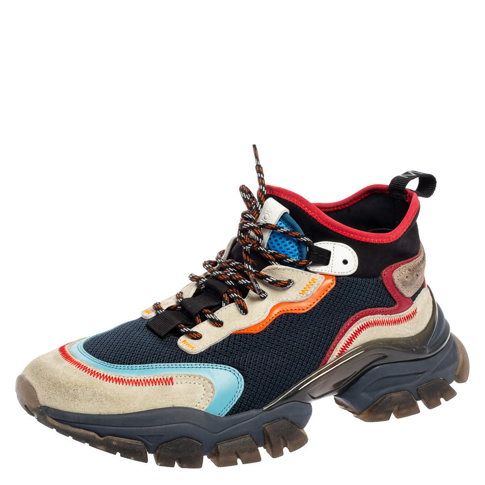 Moncler Multicolor Suede And Fabric No Trace Sneakers Size 42