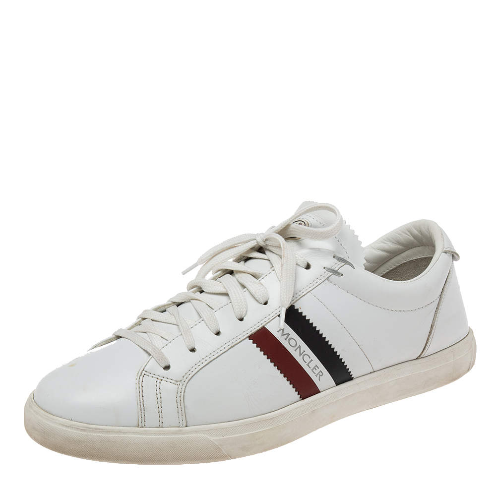 Pre Owned Moncler White Leather Low Top Sneakers Size 42