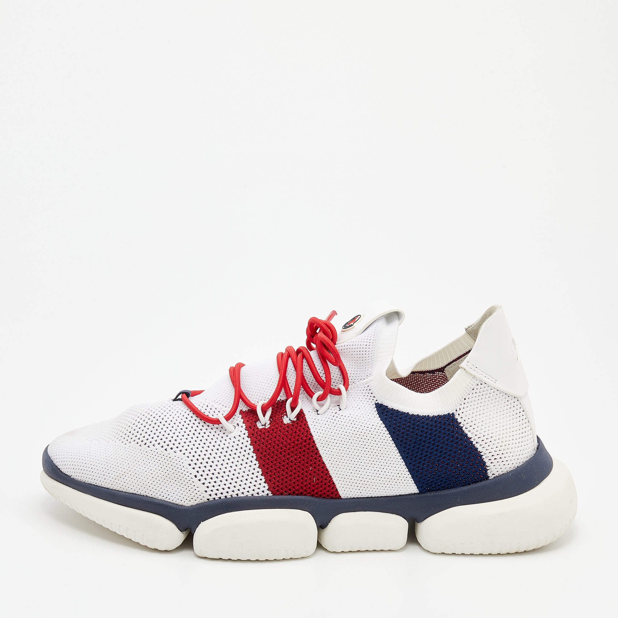 Moncler White Stretch Knit Bubble Low Top Sneakers Size 43