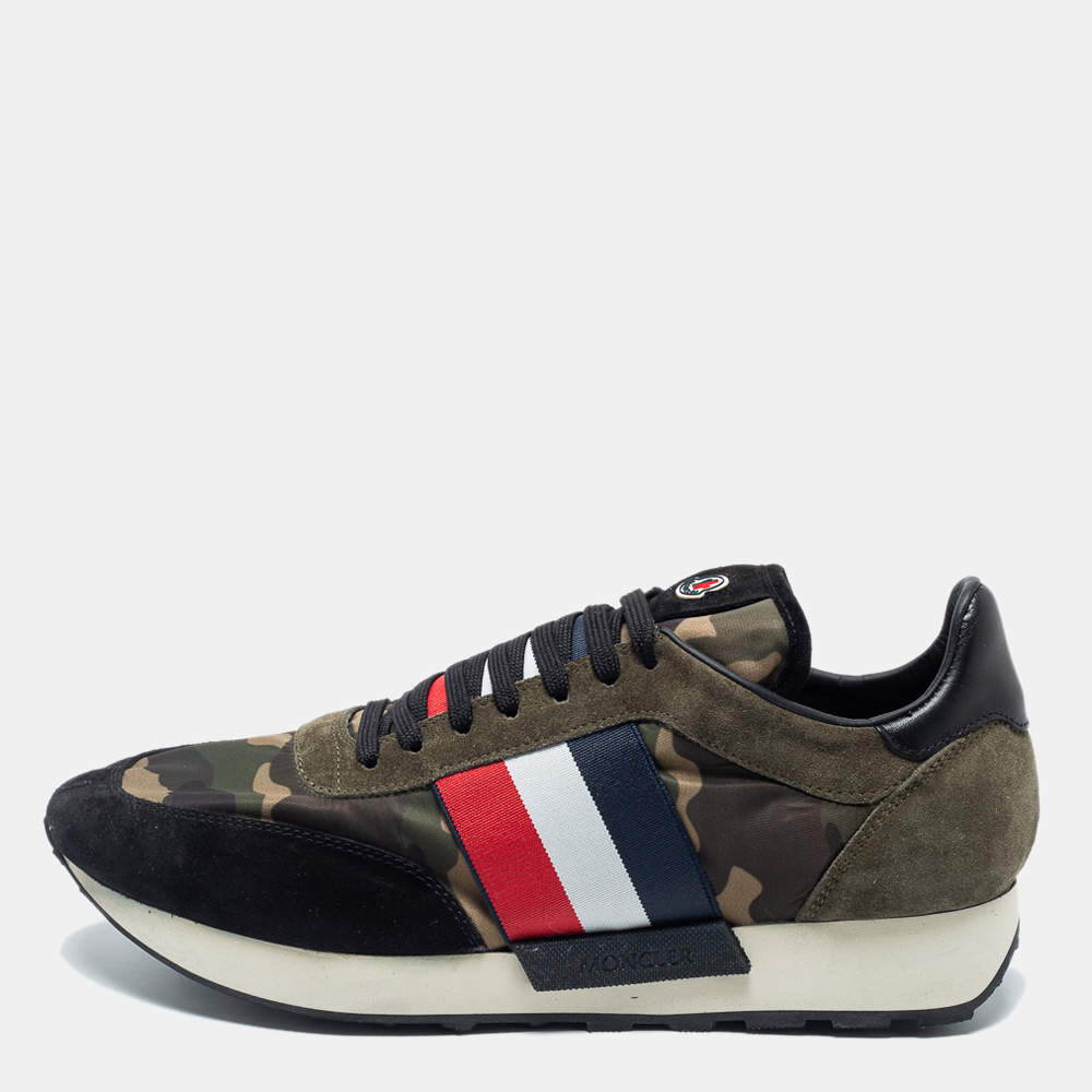 Moncler Multicolor Suede And Leather Sneakers Size 44