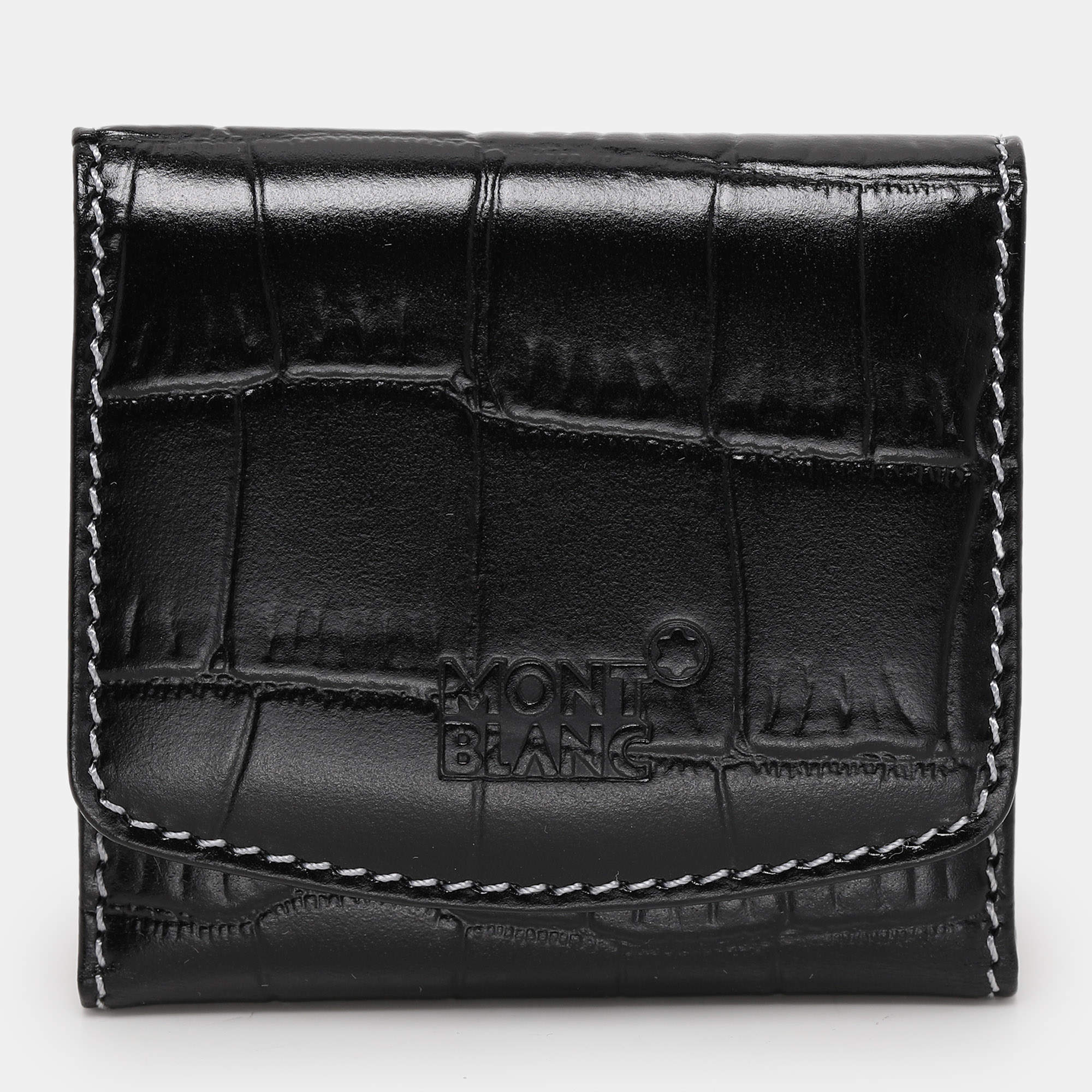 Montblanc Black Croc Embossed Leather Key Chain Holder