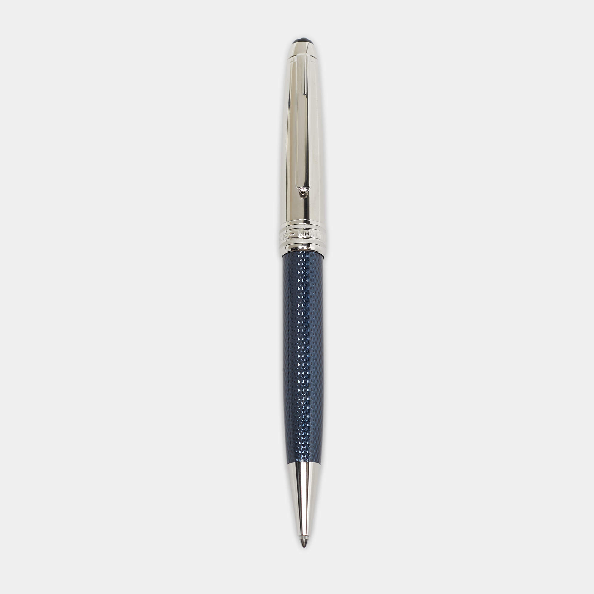 Pre Owned Montblanc  Meisterstuck Solitaire Doué Blue Hour Lacquer Silver Tone Classique Ballpoint Pen