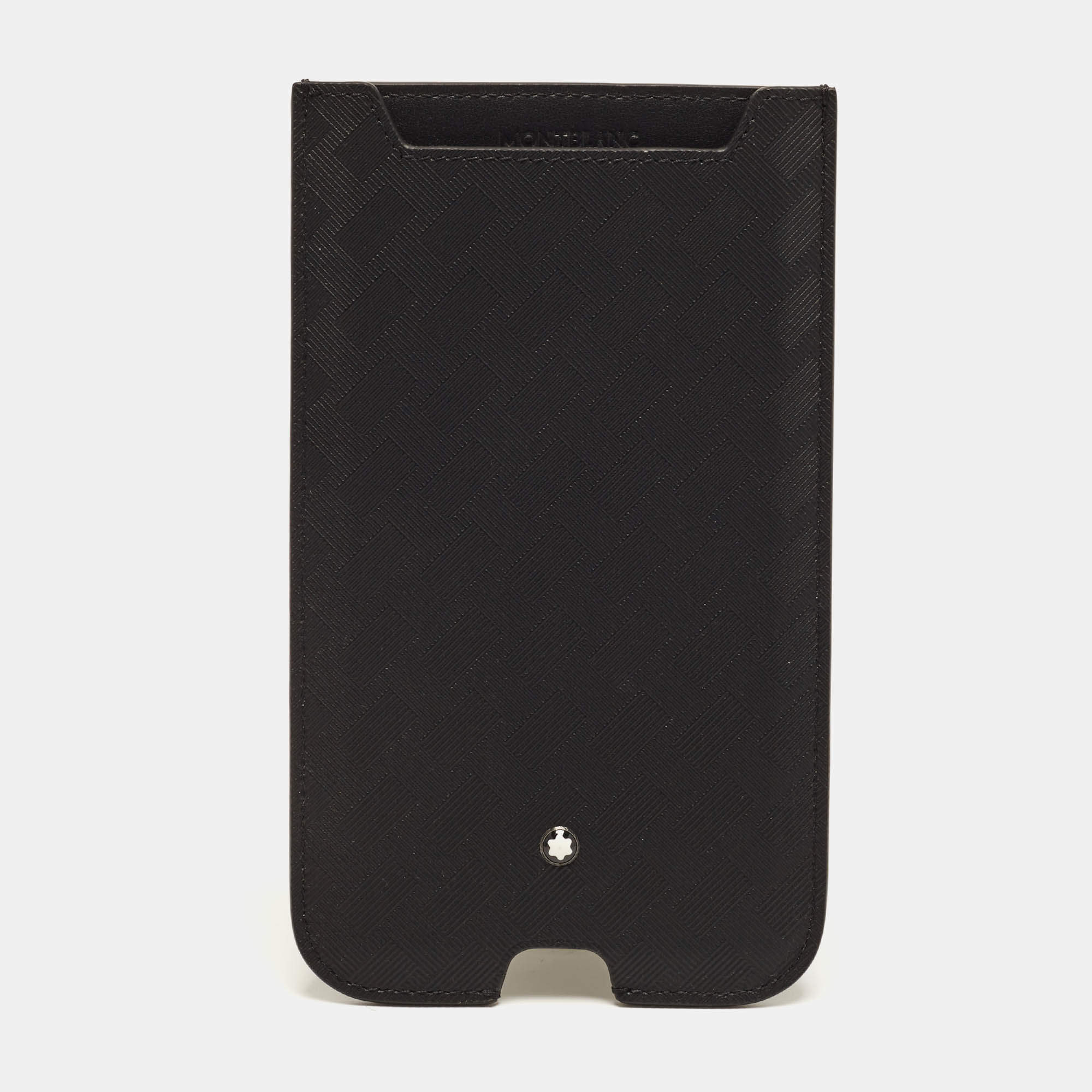 Pre Owned Montblanc Extreme 3.0 Phone Pouch Black Textured Leather