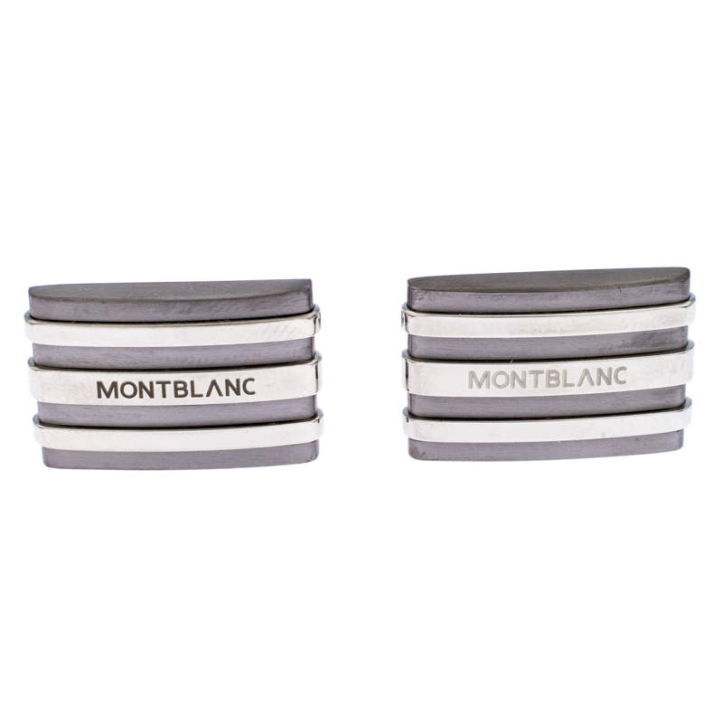Pre Owned Montblanc Meisterstuck Stainless Steel & Tantalum Rectangular Cufflinks