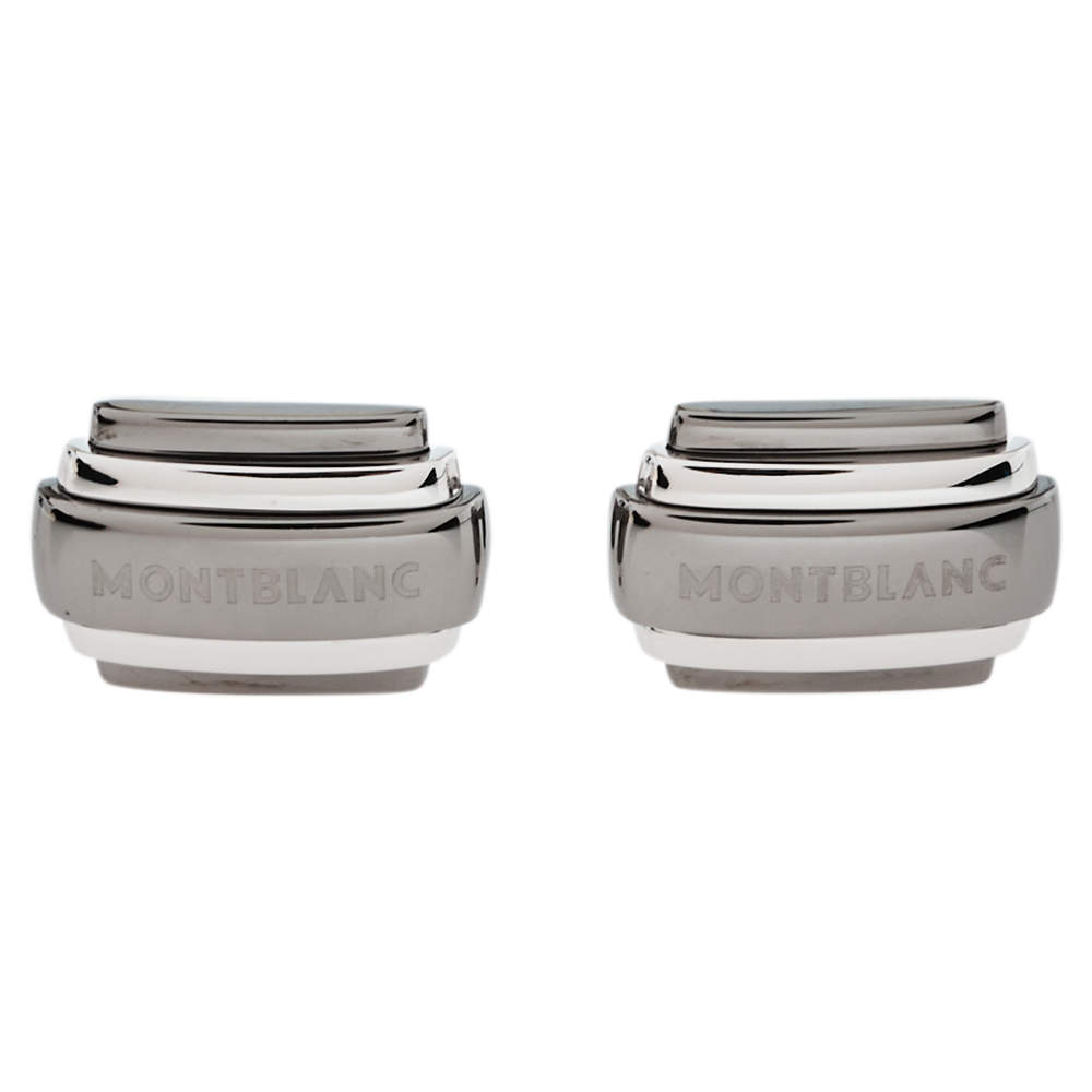 Pre Owned Montblanc Silver Rectangular Cufflinks