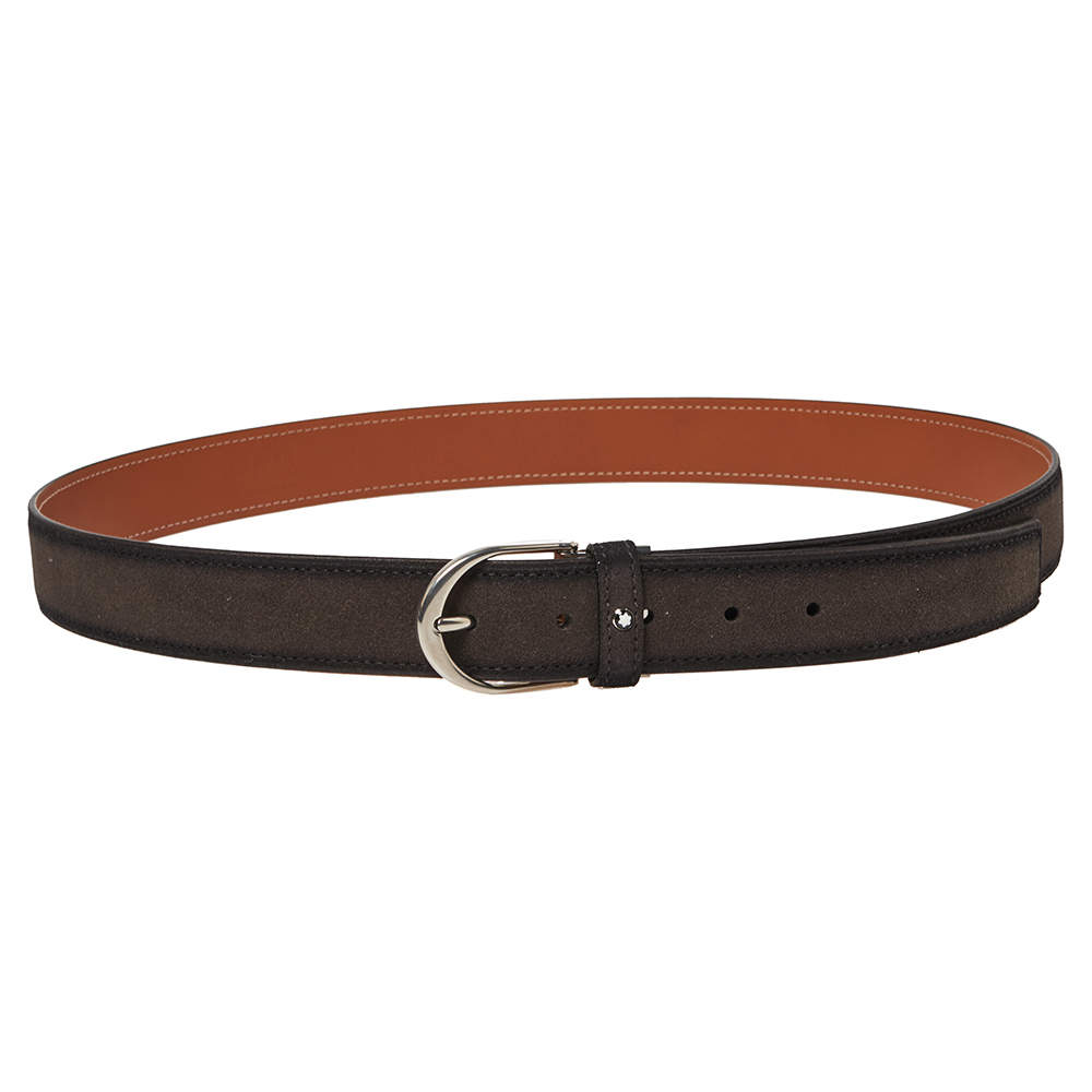 Pre Owned Montblanc Ombre Grey Suede Casual Buckle Belt 120CM