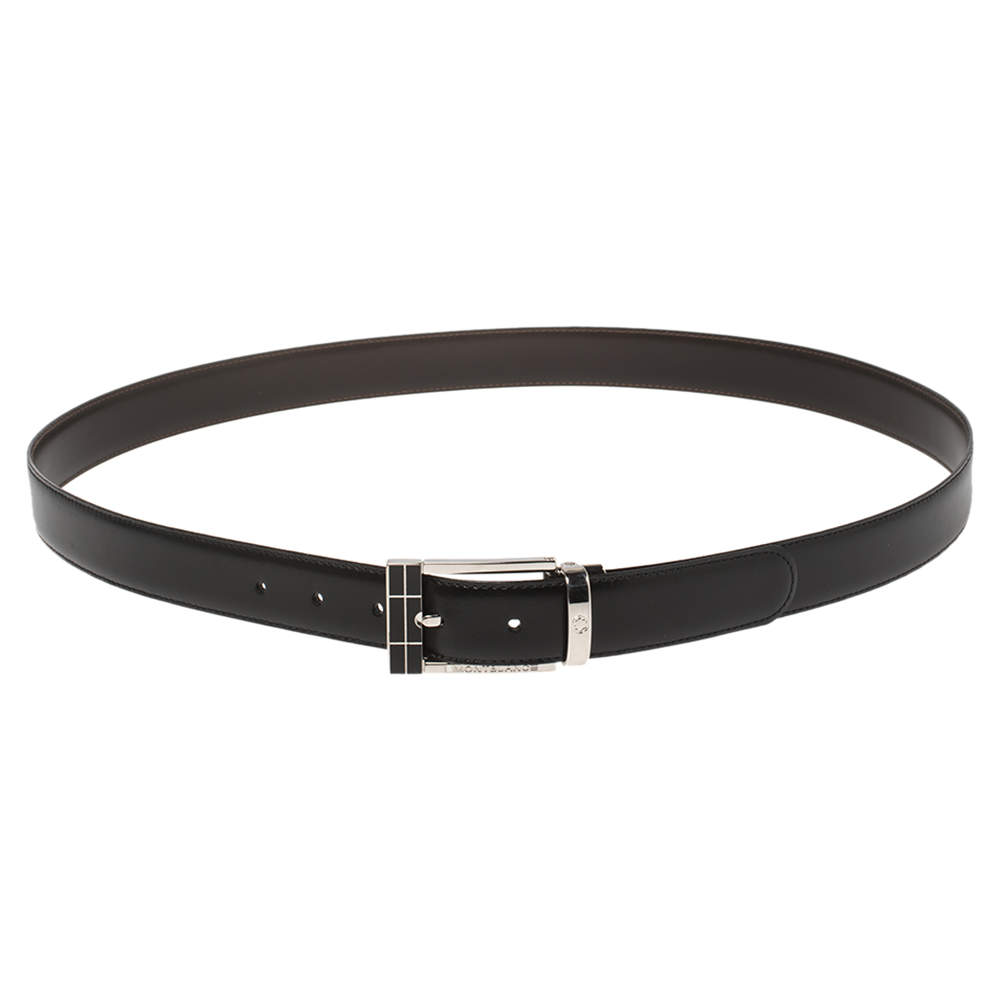 Pre Owned Montblanc Black/Brown Leather Contemporary Line Reversible Belt 110CM