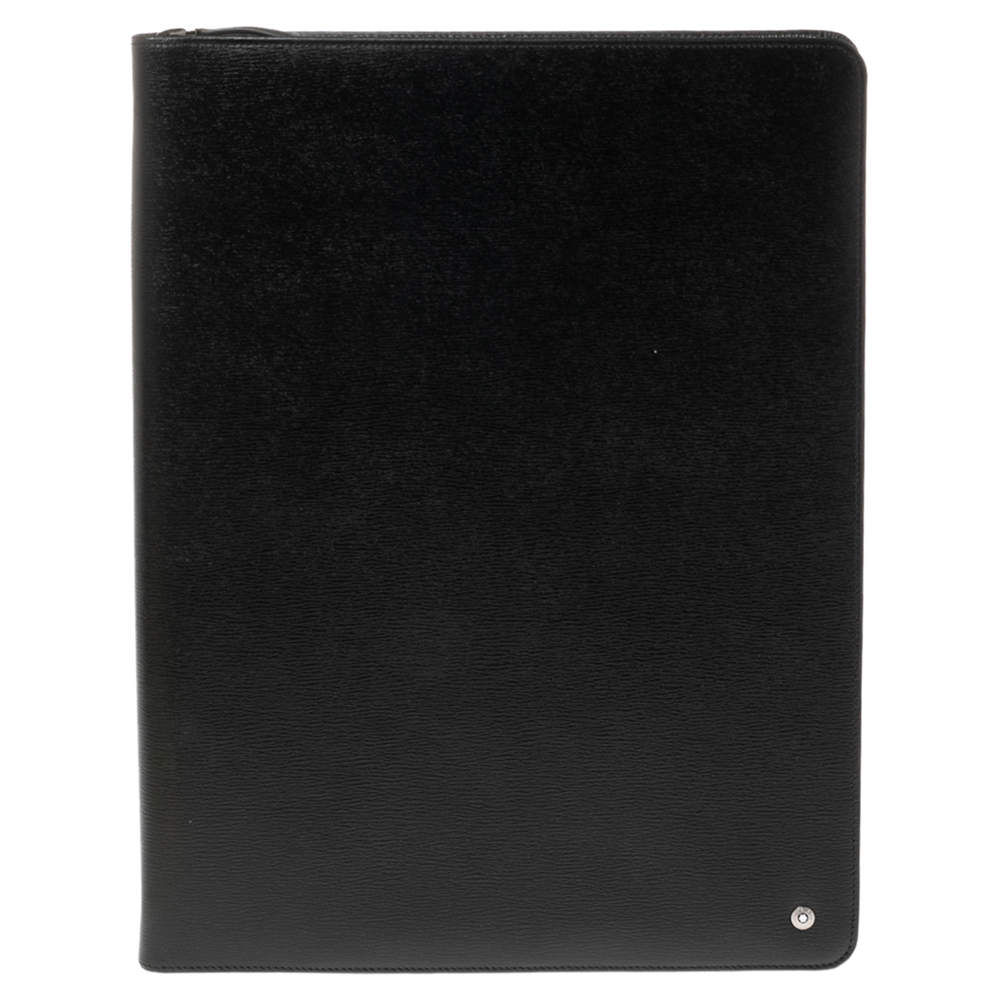 Pre Owned MontBlanc Black Leather 4810 Westside Zip Notepad