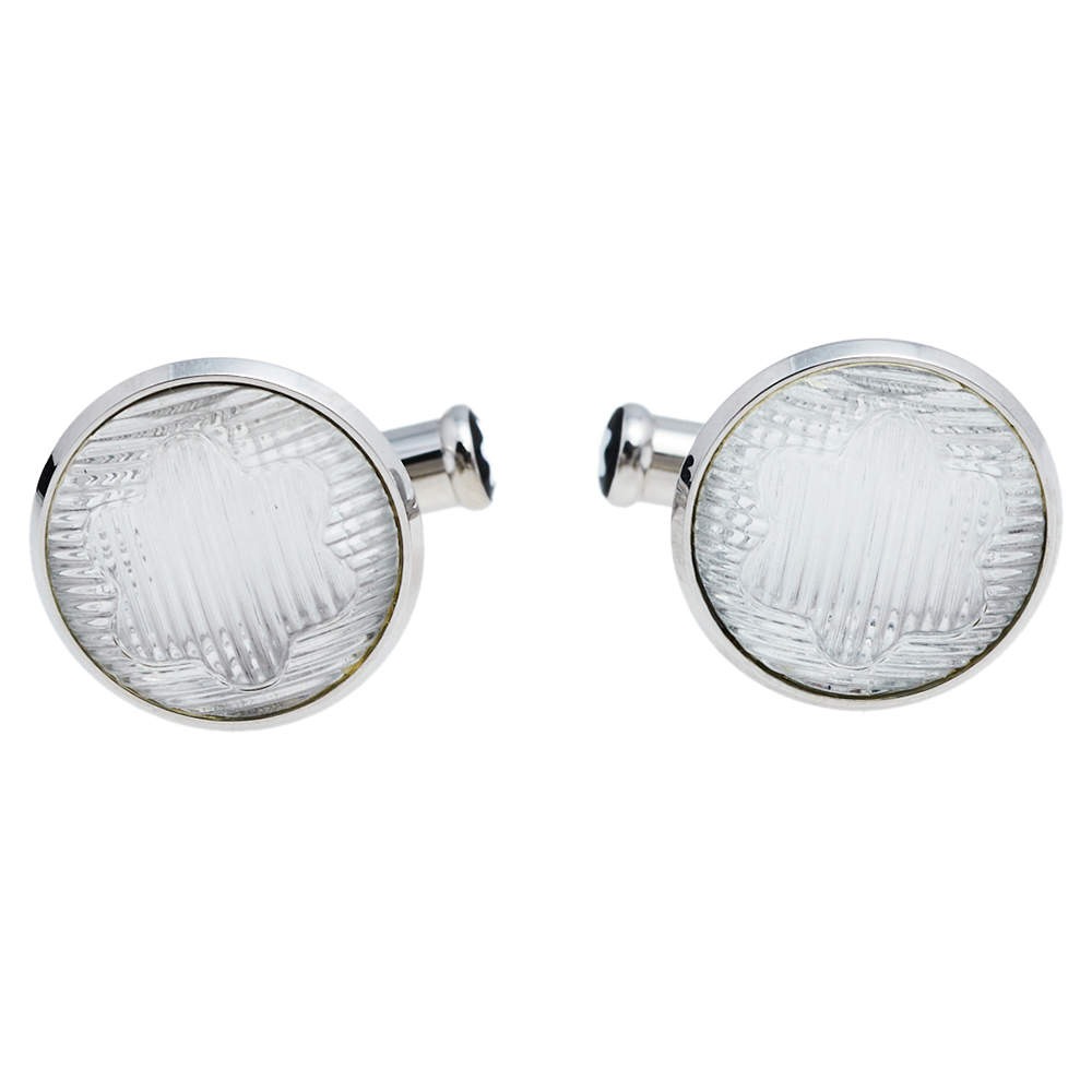 مملوكة مسبقًا أزرار أكمام مون بلان زجاج منقوش ستانلس ستيل يوربان سبيريت