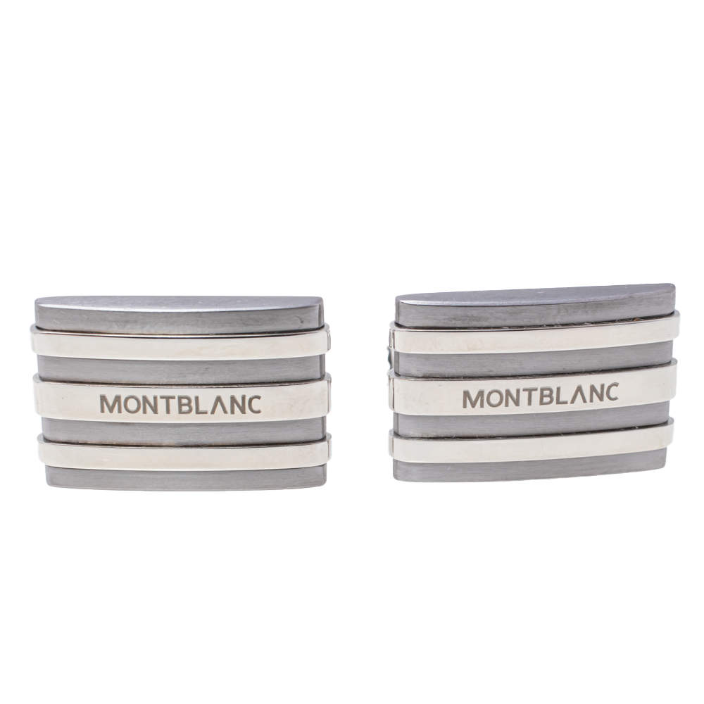 Pre Owned Montblanc Meisterstuck Stainless Steel & Tantalum Rectangular Cufflinks