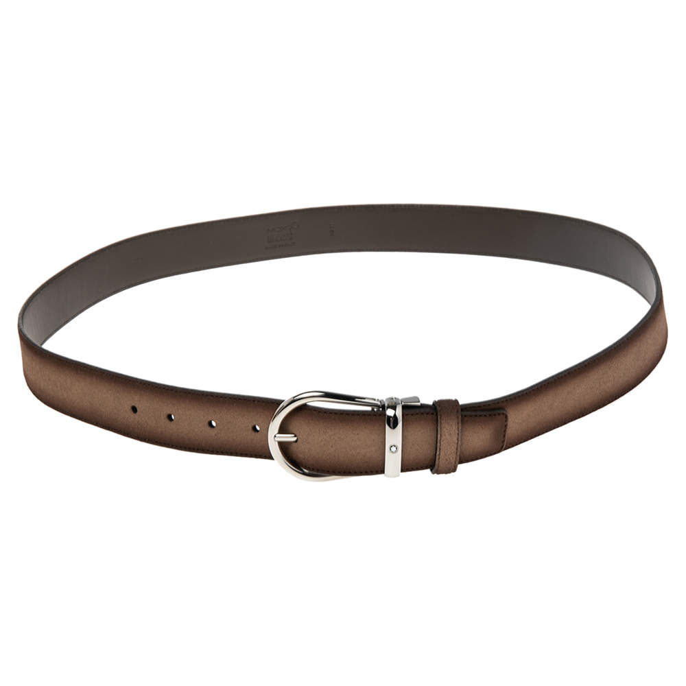 Montblanc Ombre Brown Suede and Leather Casual Line Buckle Cut to Size Belt 