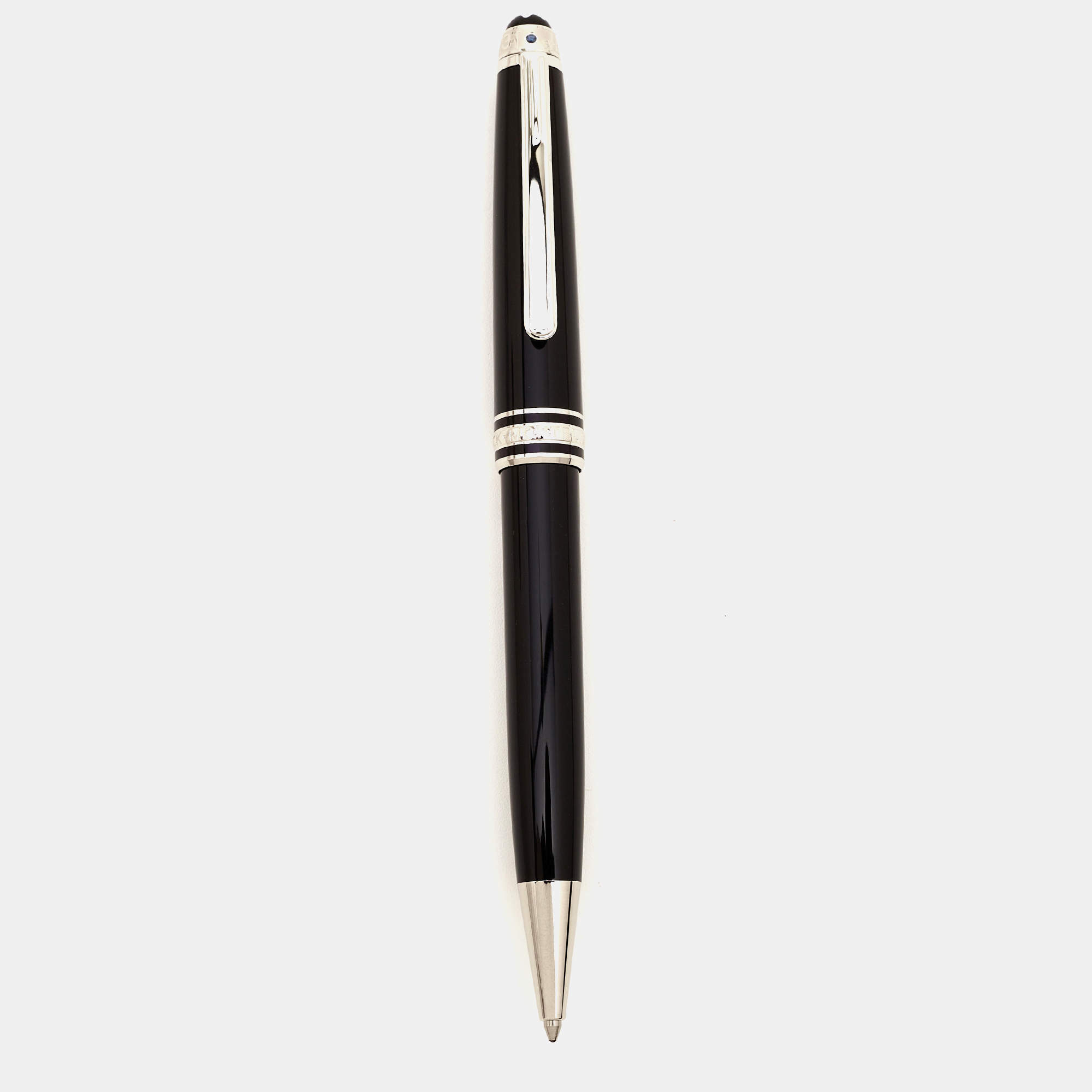 Pre Owned Montblanc Black Meisterstuck Resin Silver Tone Ballpoint Pen